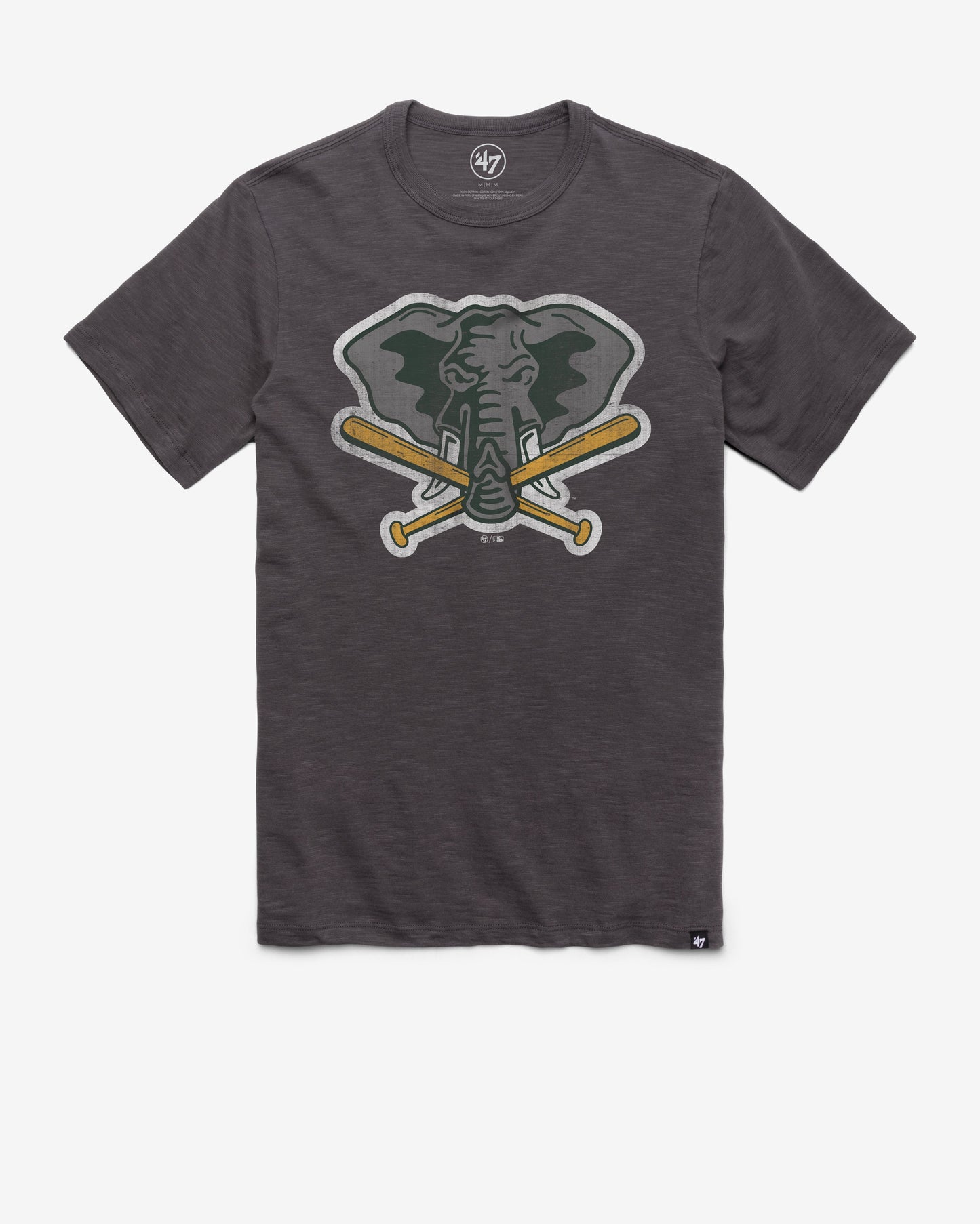 OAKLAND ATHLETICS COOPERSTOWN GRIT '47 SCRUM TEE CHARCOAL