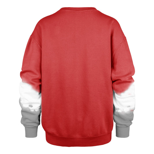 WISCONSIN BADGERS VINTAGE SLEEVE DYE '47 BOYFRIEND CREW WOMENS RACER RED