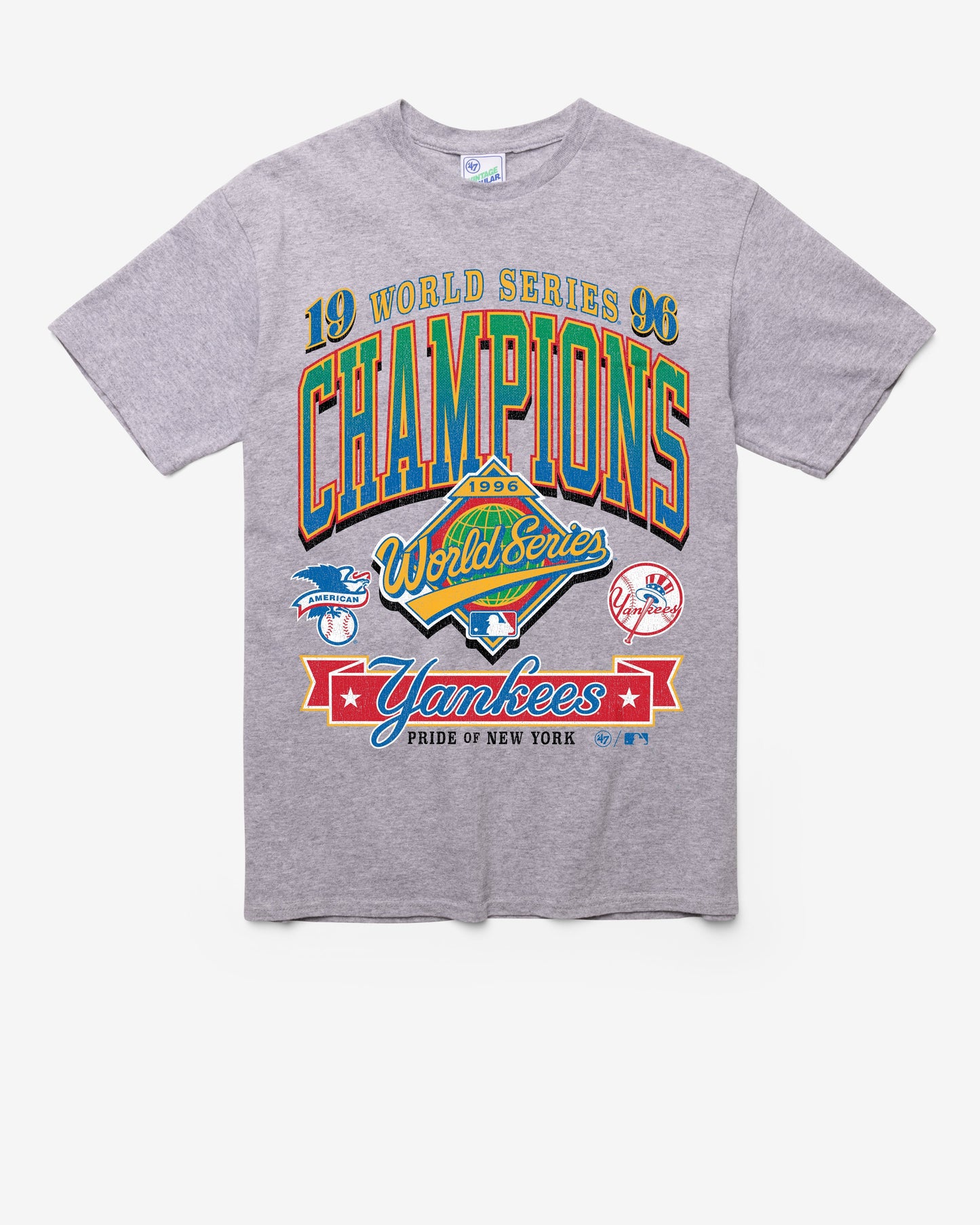 NEW YORK YANKEES COOPERSTOWN WORLD SERIES LOCKER '47 VINTAGE TUBULAR TEE DT ATHLETIC HEATHER