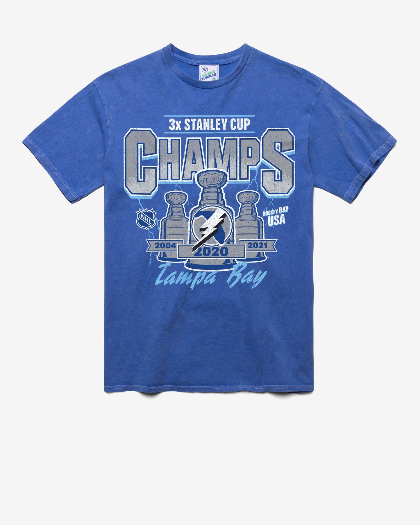 TAMPA BAY LIGHTNING VINTAGE STANLEY LOCKER VINTAGE '47 TUBULAR TEE DT CALI BLUE