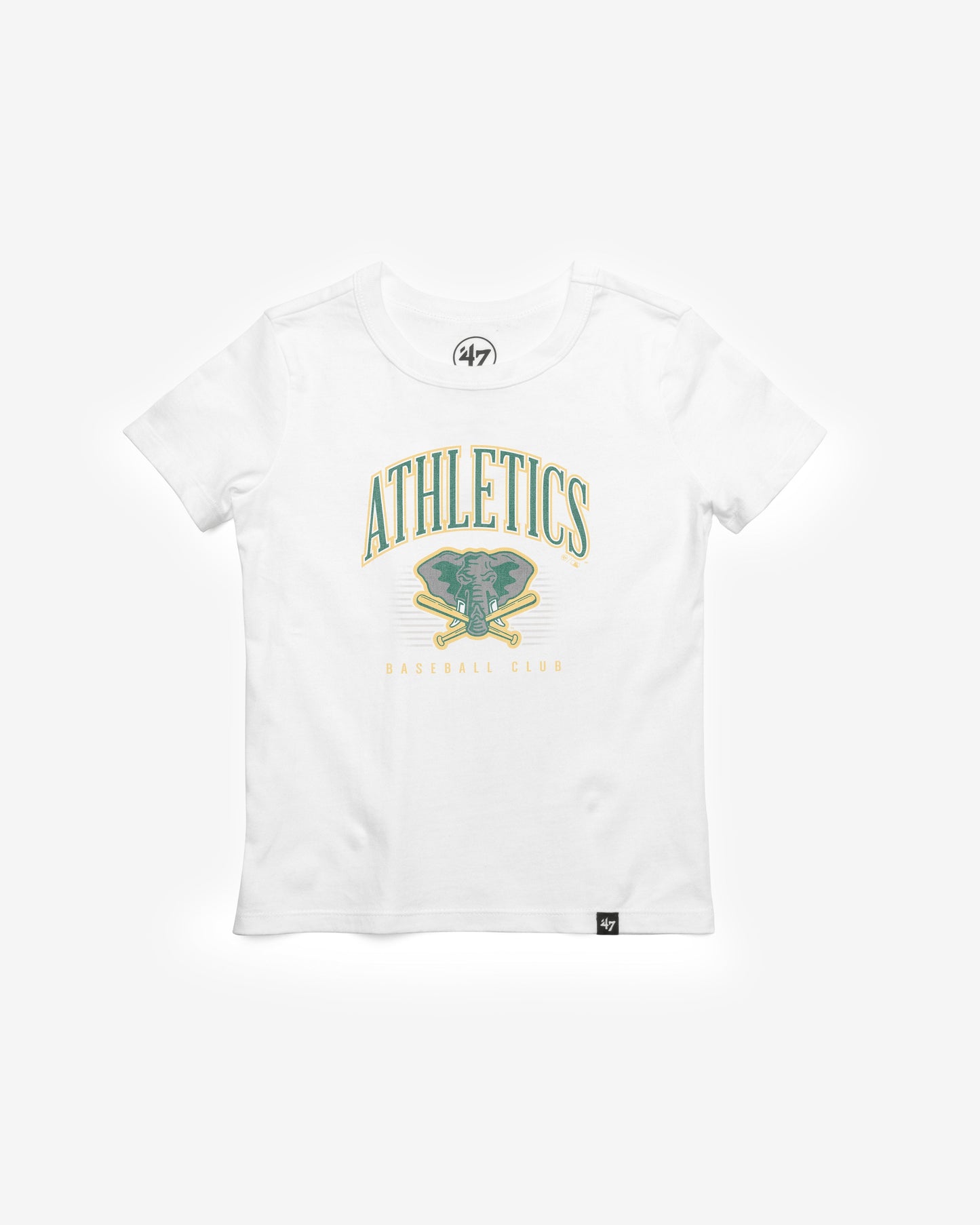 ATHLETICS COOPERSTOWN DOUBLE HEADER '47 FRANKLIN TEE KIDS WHITE WASH