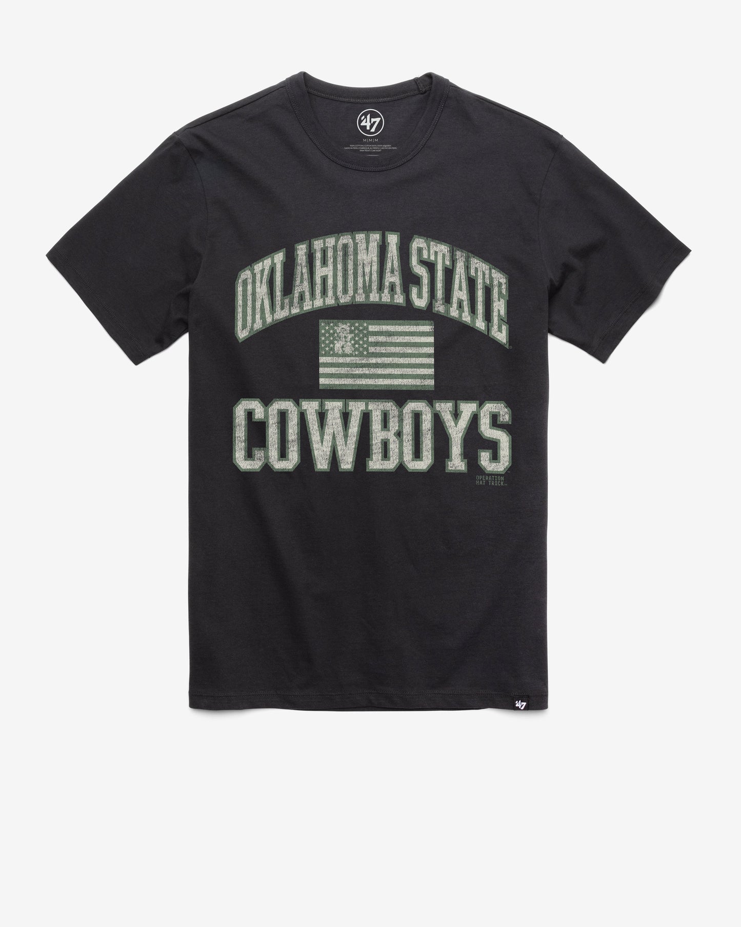 OKLAHOMA STATE COWBOYS OPERATION HAT TRICK OHT MAJOR '47 FRANKLIN TEE FLINT BLACK