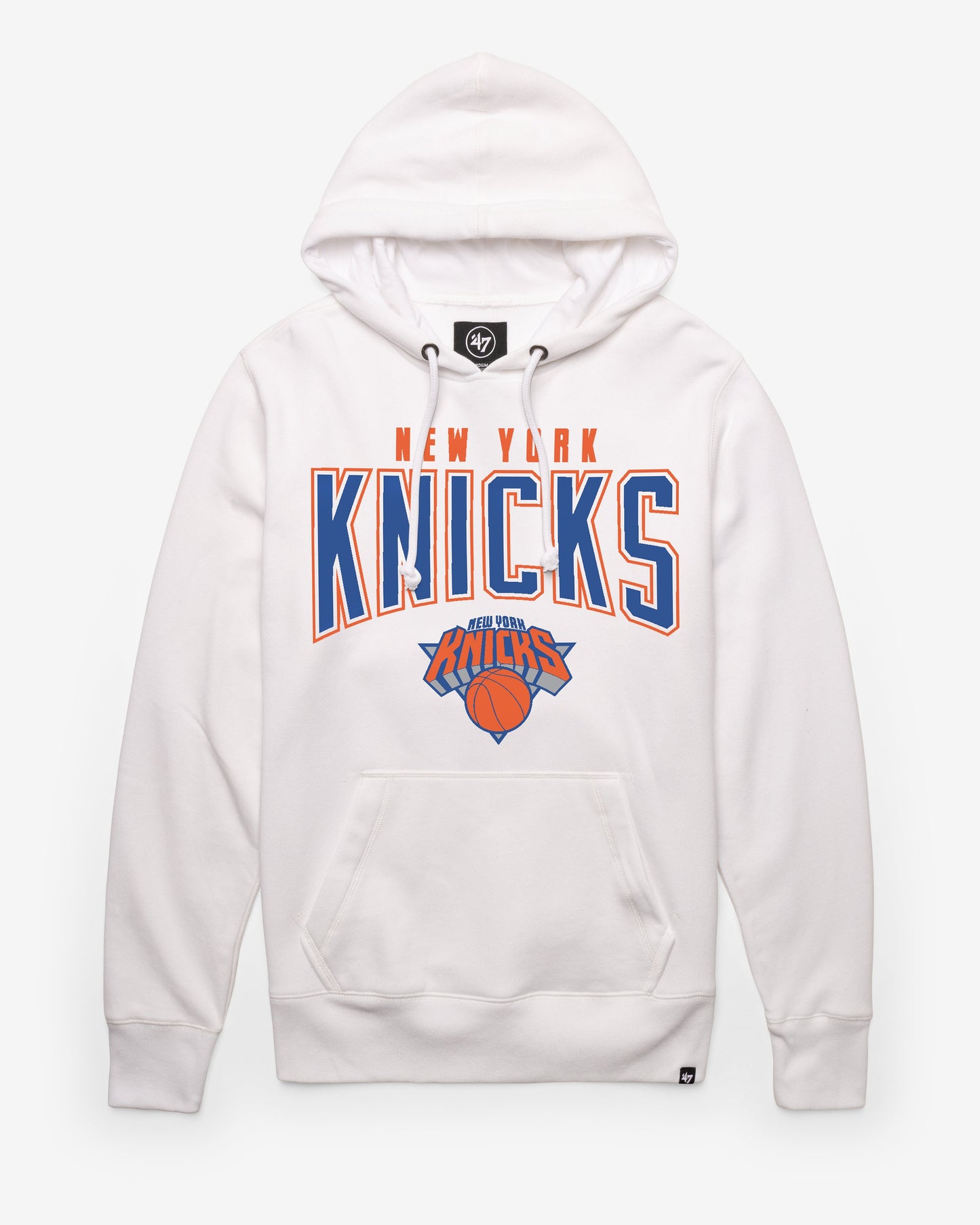 NEW YORK KNICKS TEAM ELEMENTS ARCH '47 HEADLINE HOOD WHITE WASH