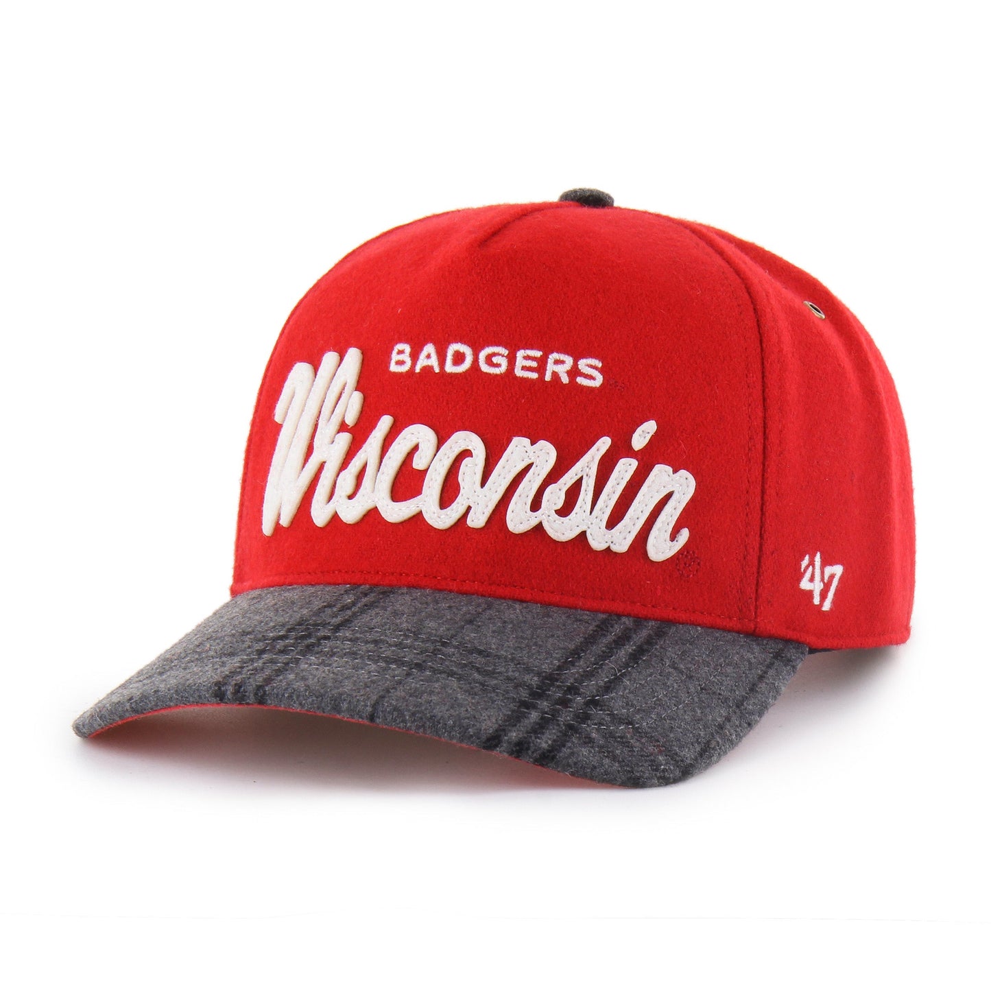 WISCONSIN BADGERS WINDOWPANE PLAID '47 HITCH RF RELAXED FIT RED