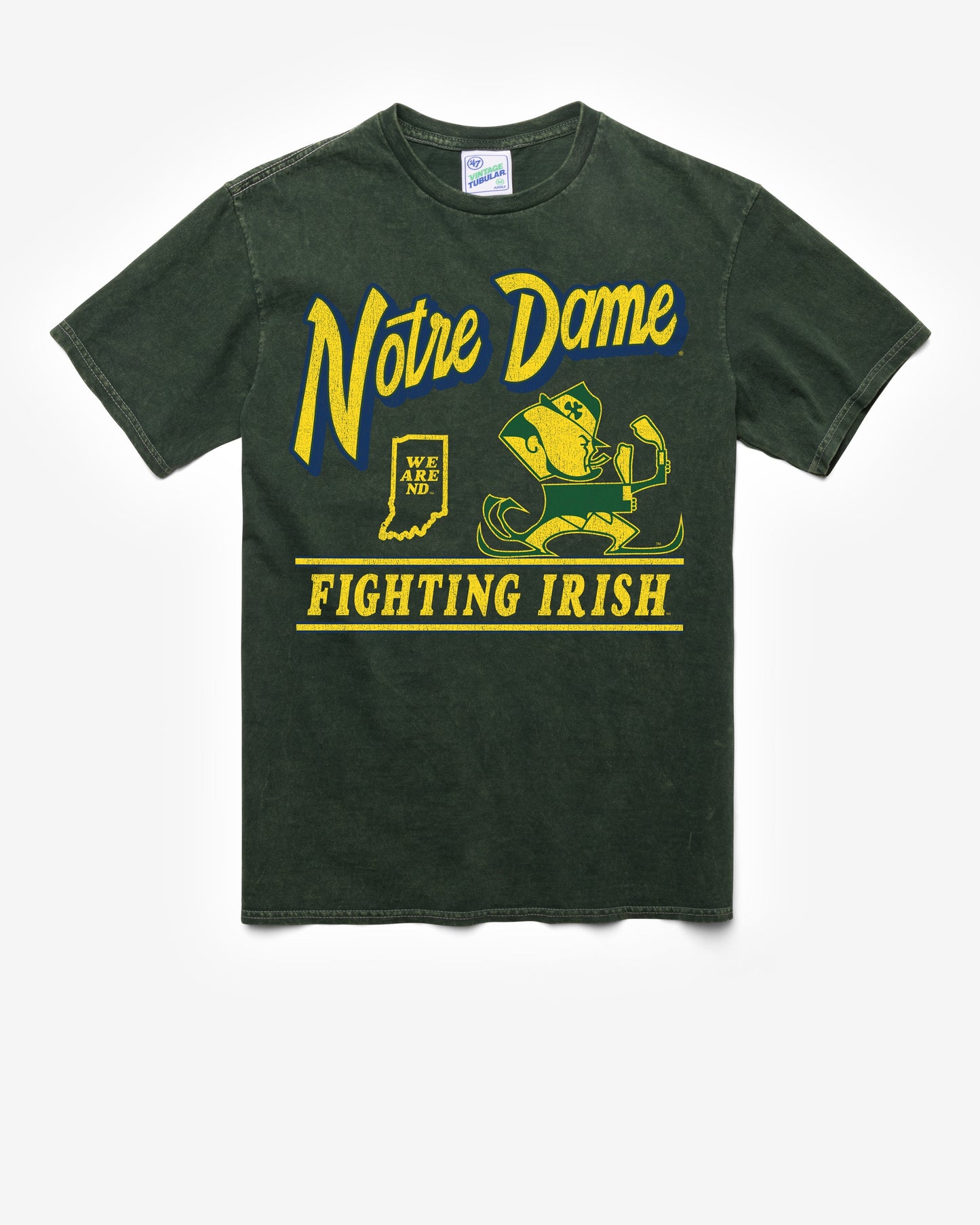 NOTRE DAME FIGHTING IRISH VINTAGE FLY BY VINTAGE '47 TUBULAR TEE DT FOREST