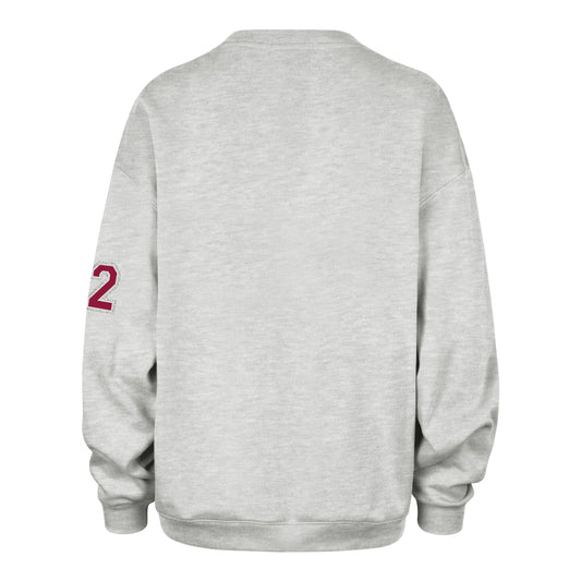 WASHINGTON COMMANDERS STONEY CLOVER LANE X '47 OVERSIZED GLITTER ARCH CREW WOMENS RELAY GREY