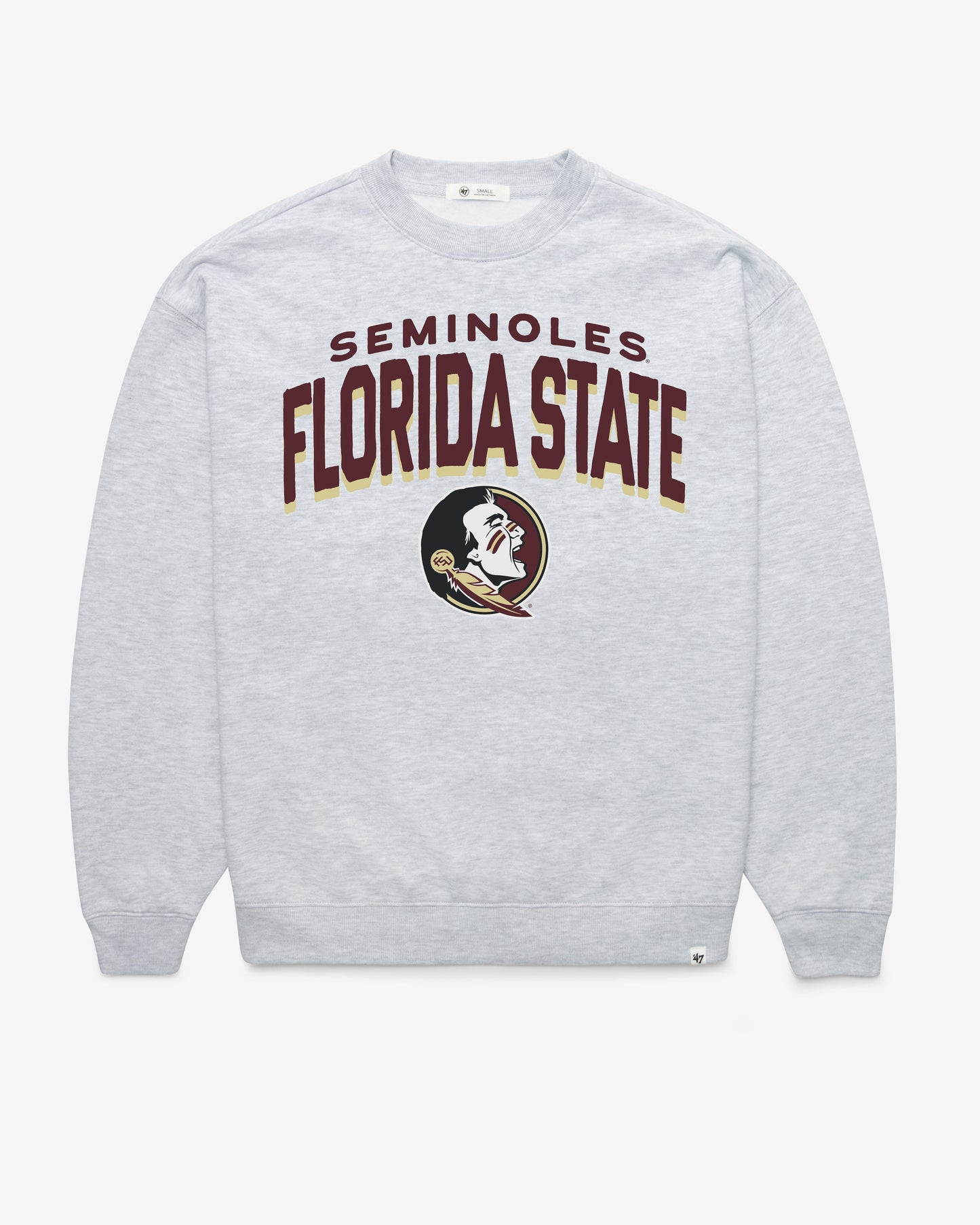FLORIDA STATE SEMINOLES CAMPUS ARCH CLOUD '47 OVERSIZED CREW WOMENS RELAY GREY