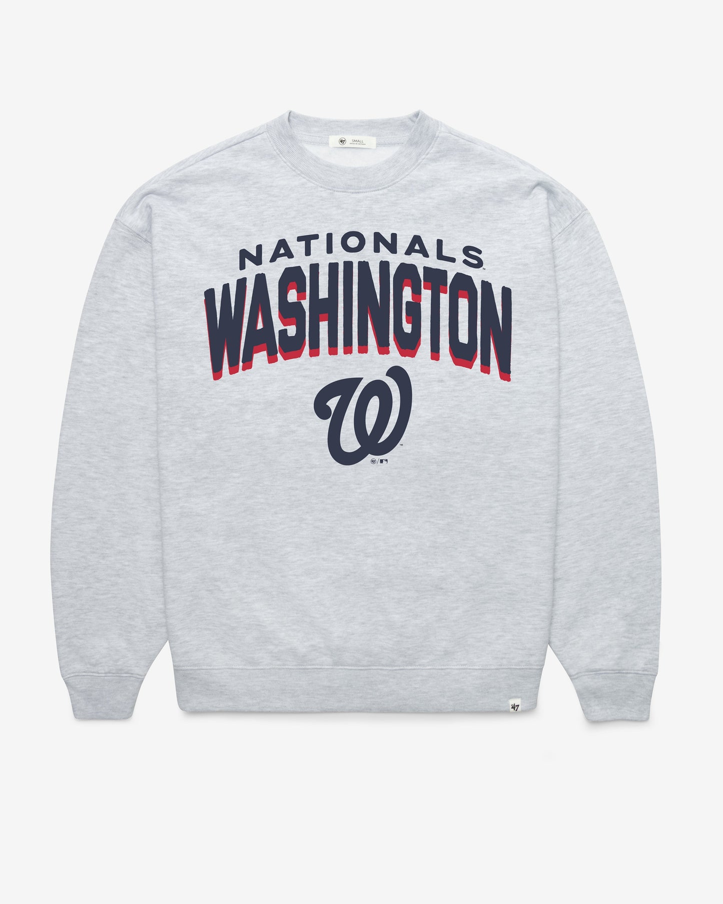 WASHINGTON NATIONALS CAMPUS ARCH CLOUD '47 OVERSIZED CREW WOMENS RELAY GREY