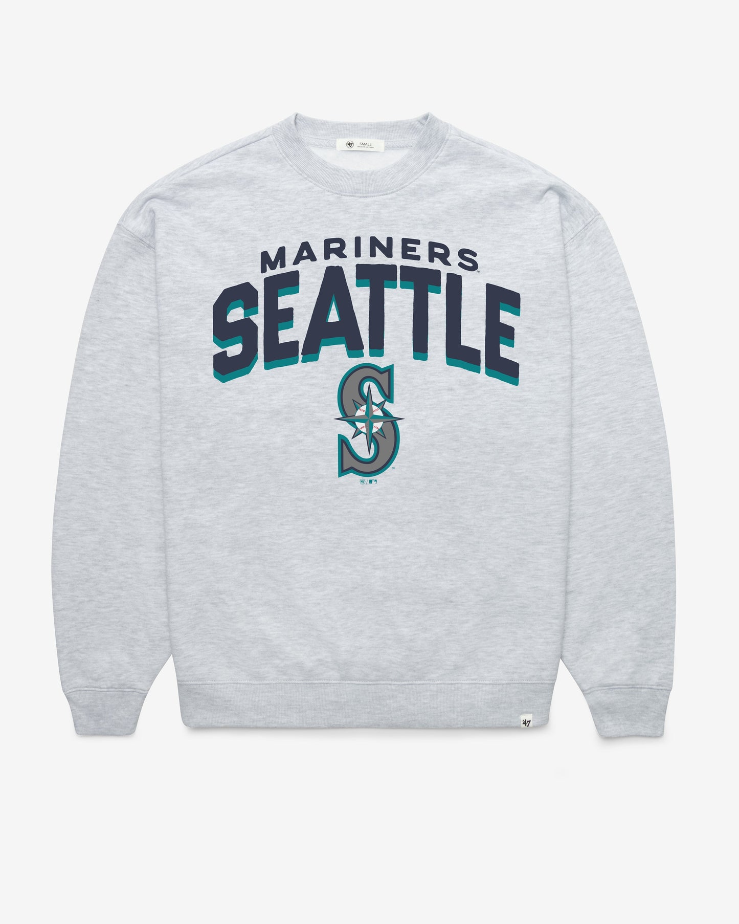 SEATTLE MARINERS CAMPUS ARCH CLOUD '47 OVERSIZED CREW WOMENS RELAY GREY