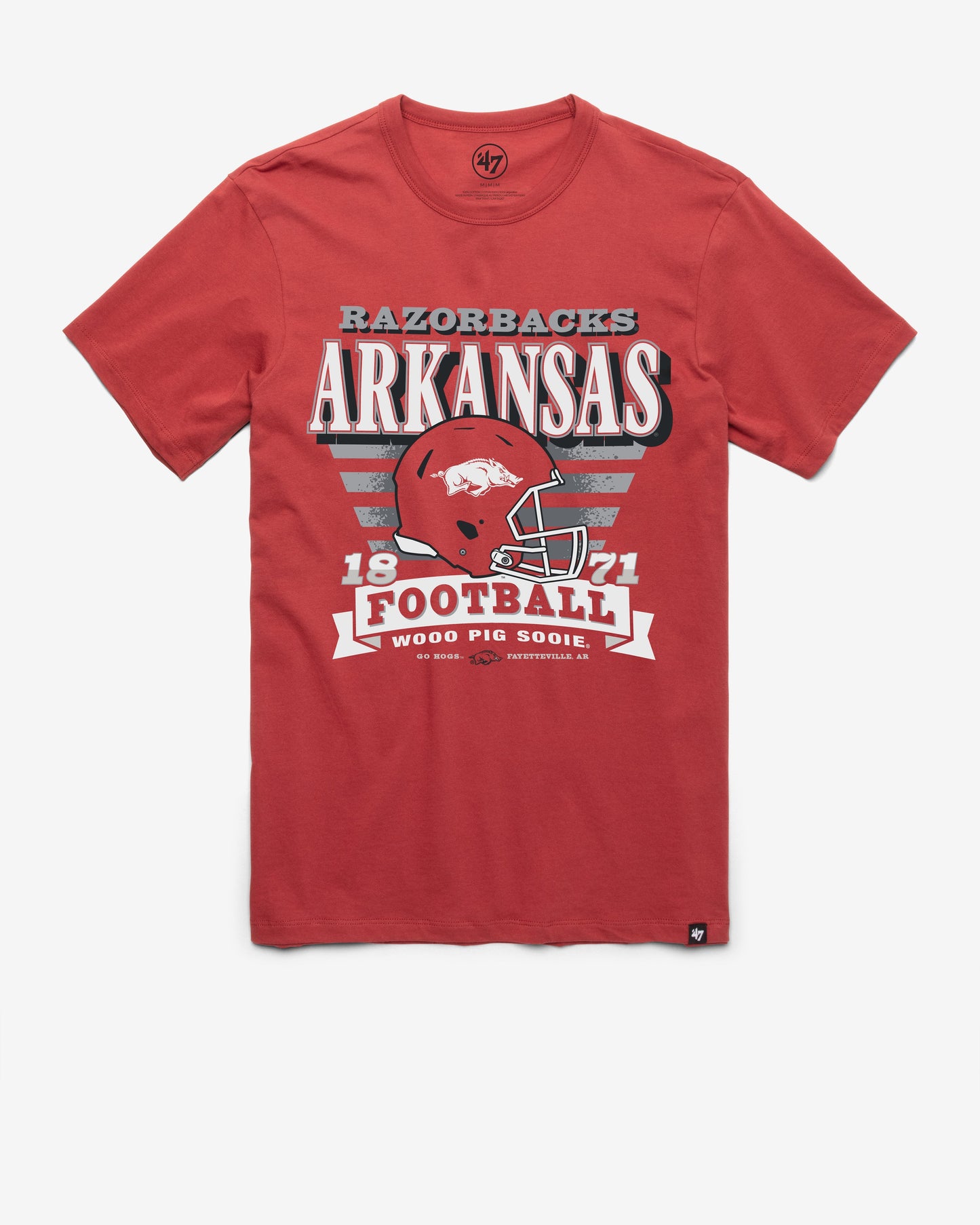 ARKANSAS RAZORBACKS STRIPE SPLASH '47 FRANKLIN TEE MISSION RED