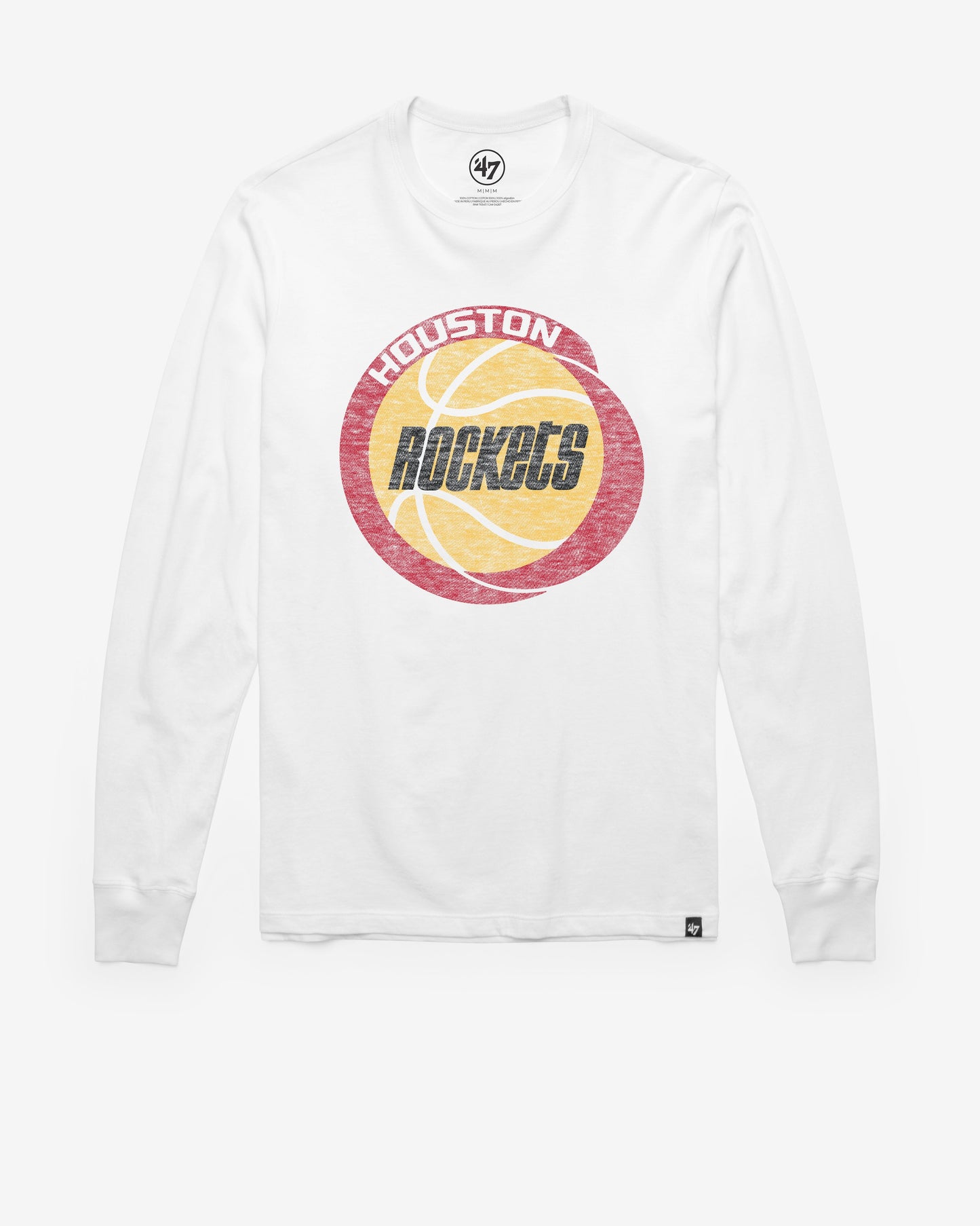HOUSTON ROCKETS HARDWOOD CLASSICS PREMIER '47 FRANKLIN LONG SLEEVE TEE WHITE WASH