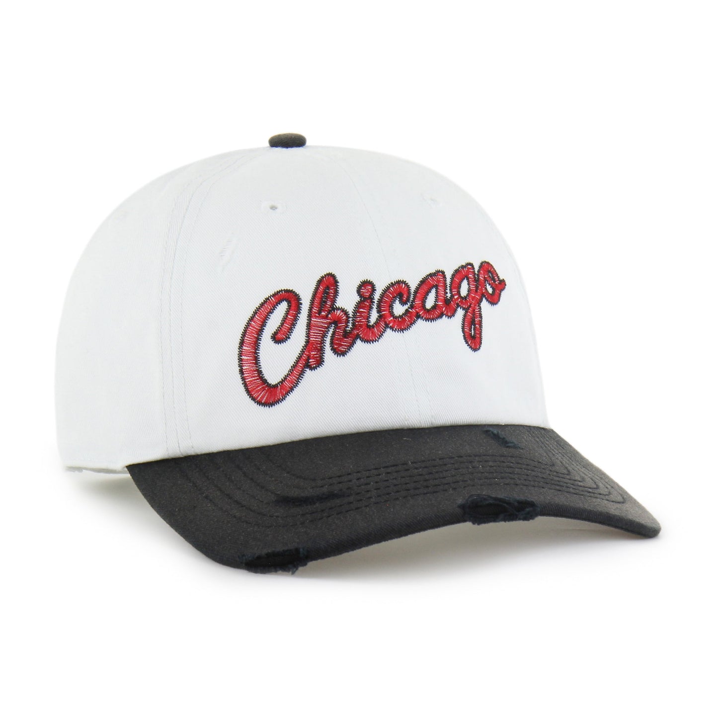 CHICAGO BULLS HARDWOOD CLASSICS WORN SCRIPT '47 CLEAN UP MF MID FIT WHITE