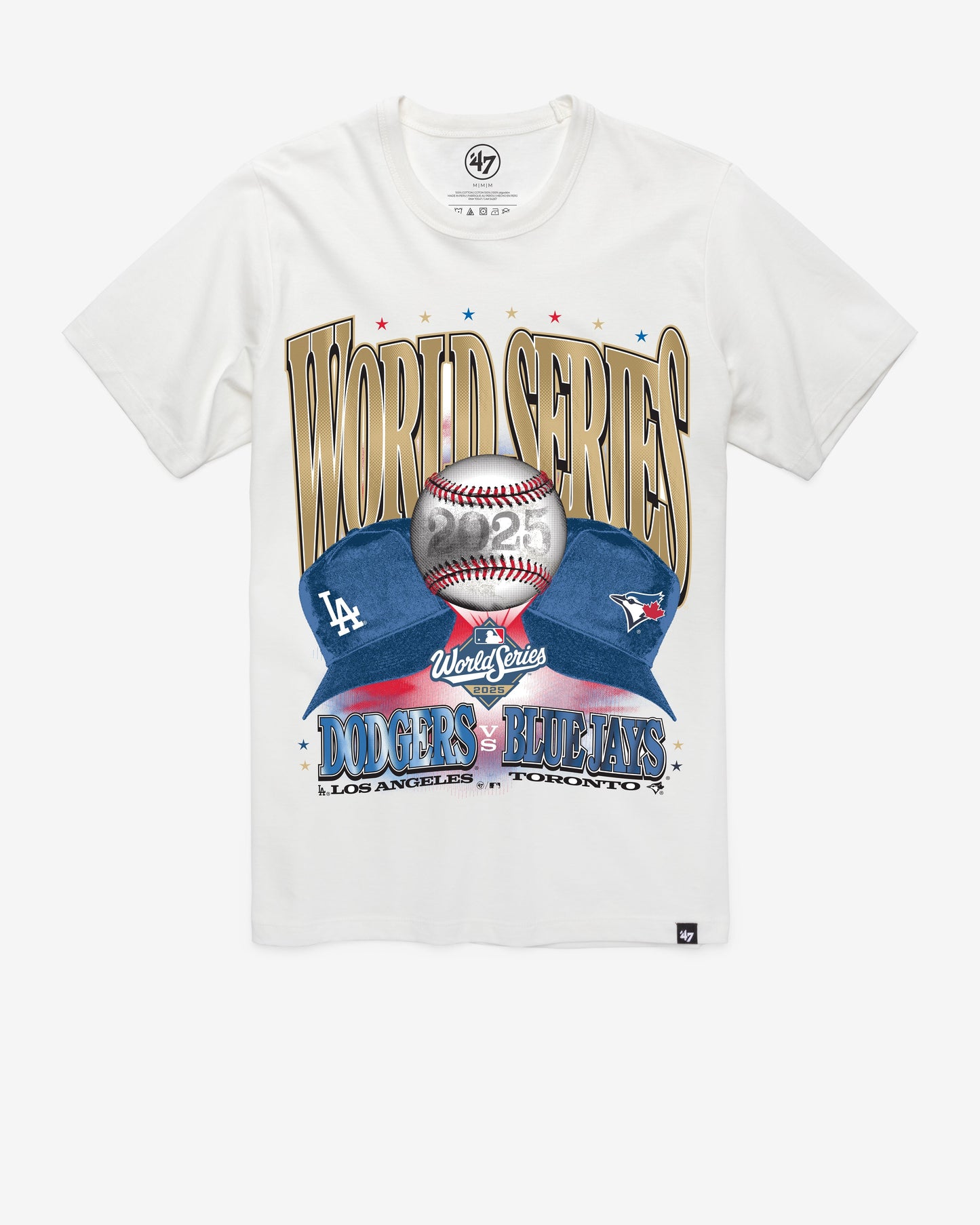 LOS ANGELES DODGERS / TORONTO BLUE JAYS MLB WORLD SERIES DUELING '47 FRANKLIN TEE WHITE WASH