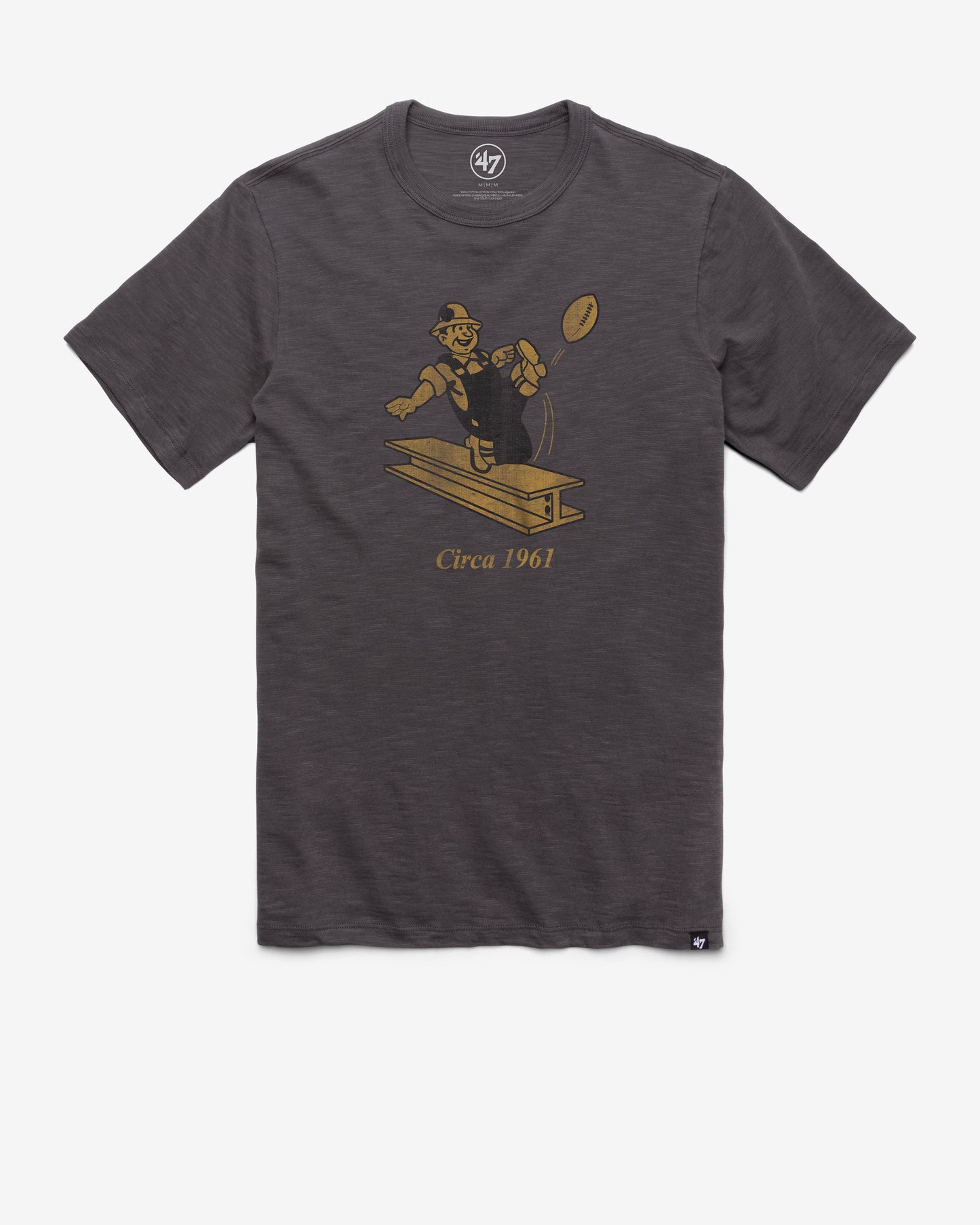 PITTSBURGH STEELERS HISTORIC GRIT '47 SCRUM TEE CHARCOAL