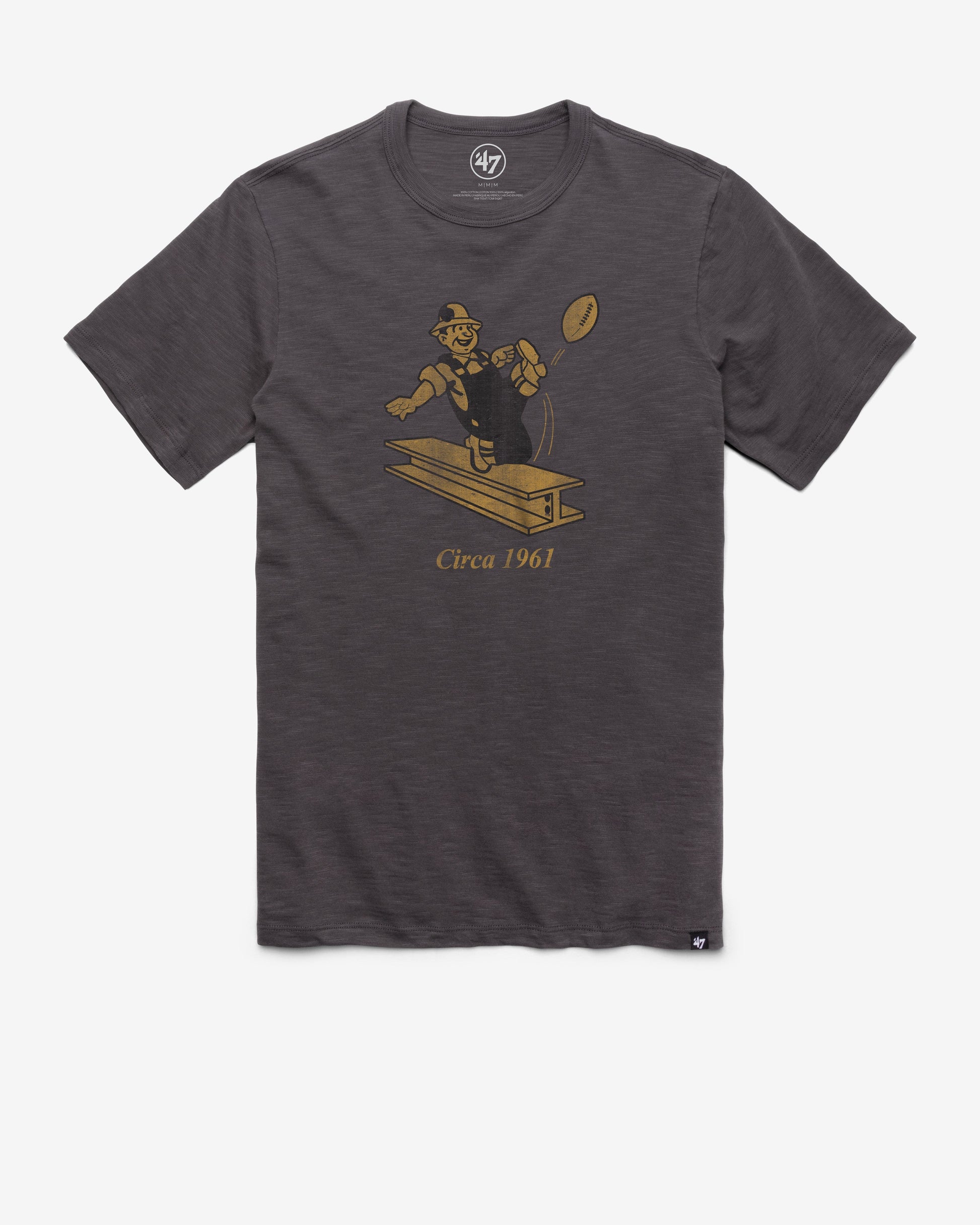 PITTSBURGH STEELERS HISTORIC GRIT '47 SCRUM TEE CHARCOAL