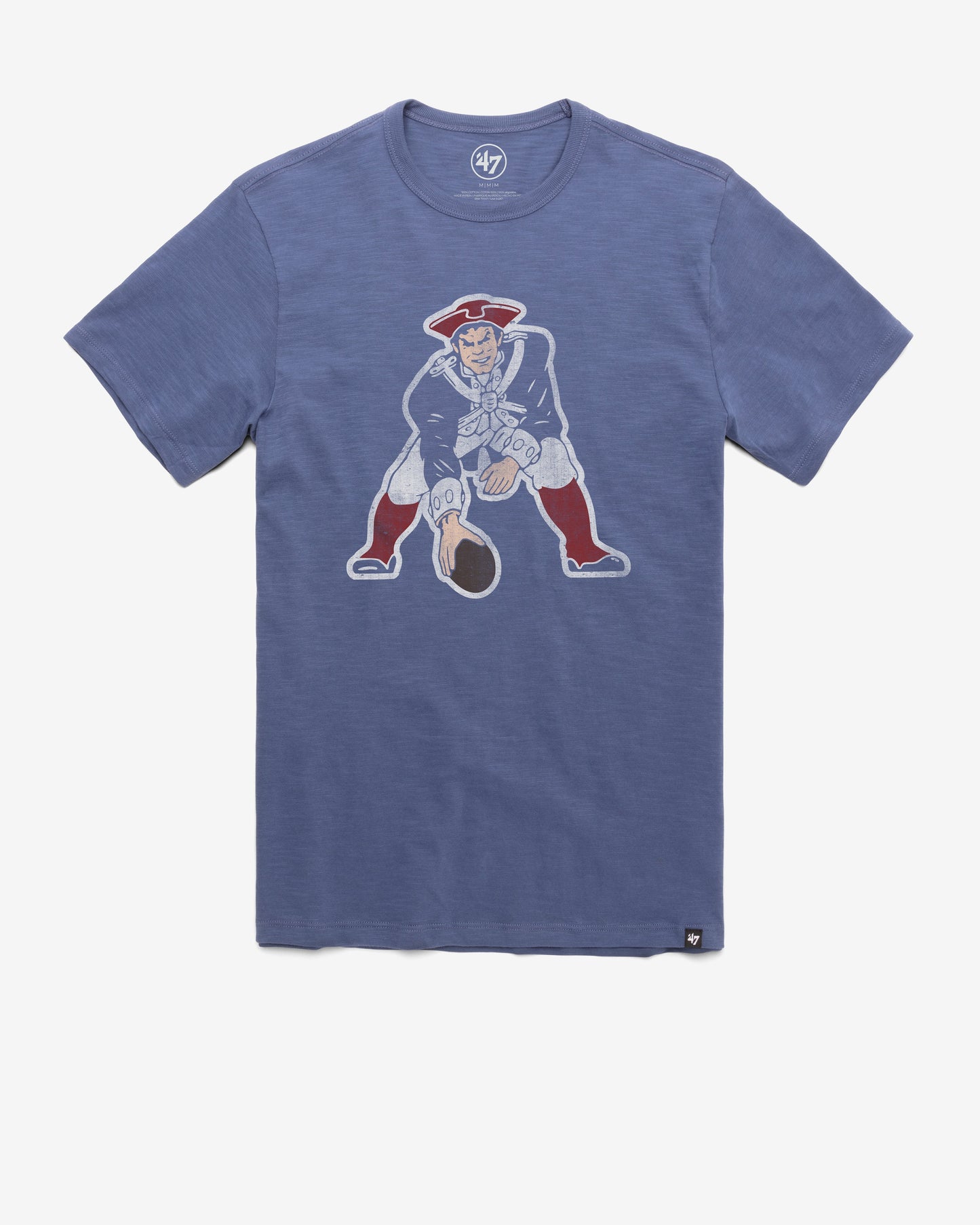 NEW ENGLAND PATRIOTS HISTORIC GRIT '47 SCRUM TEE BLEACHER BLUE