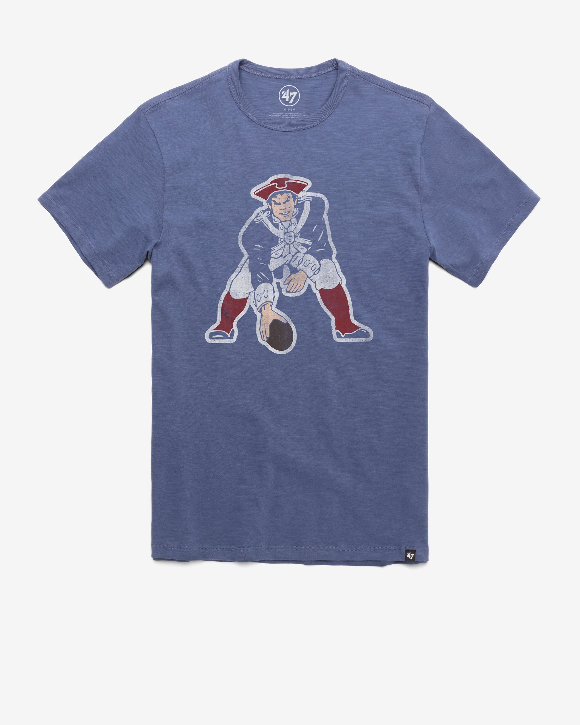 NEW ENGLAND PATRIOTS HISTORIC GRIT '47 SCRUM TEE BLEACHER BLUE