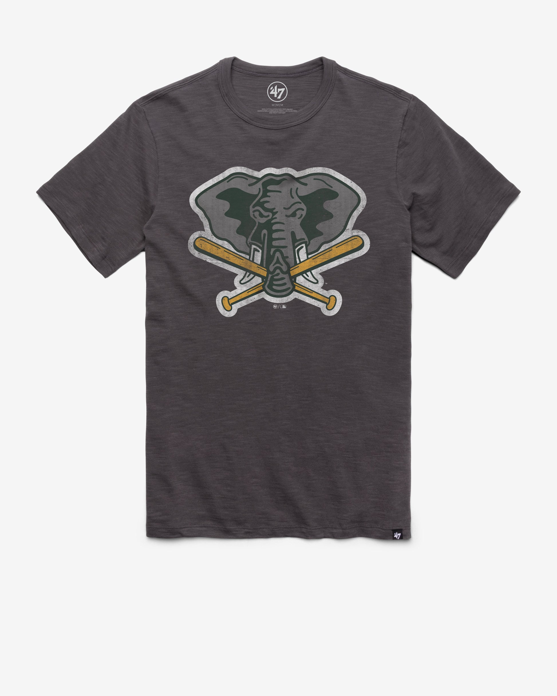 OAKLAND ATHLETICS COOPERSTOWN GRIT '47 SCRUM TEE CHARCOAL