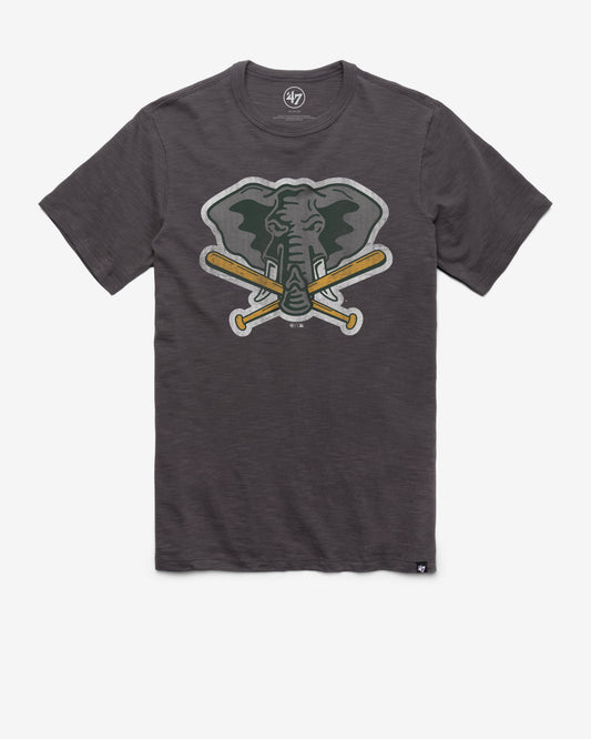 OAKLAND ATHLETICS COOPERSTOWN GRIT '47 SCRUM TEE CHARCOAL