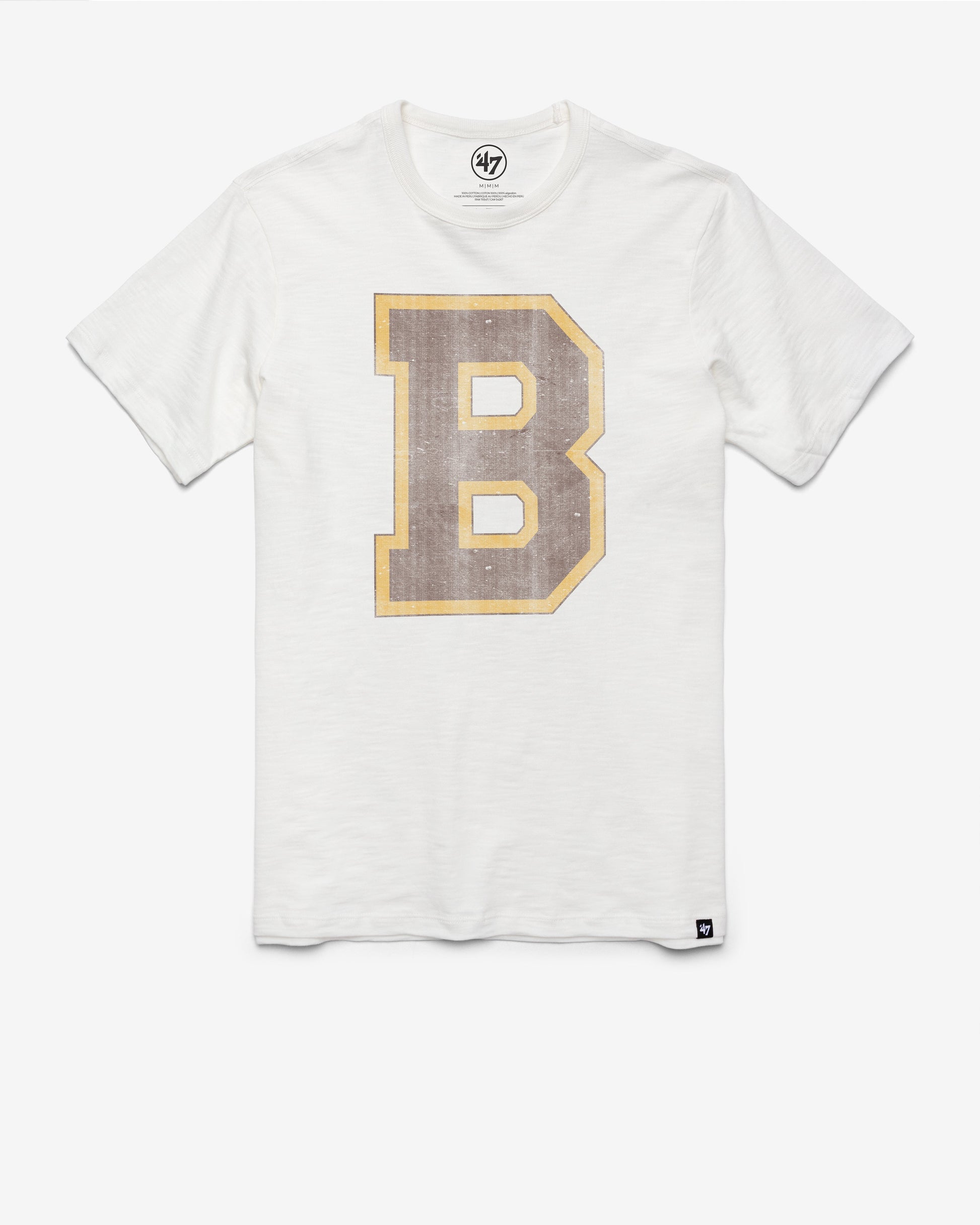 BOSTON BRUINS VINTAGE GRIT '47 SCRUM TEE WHITE WASH