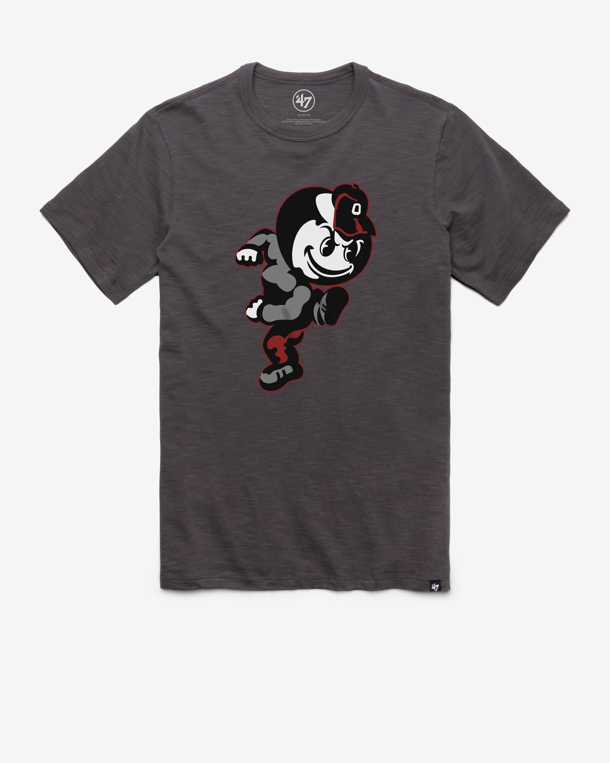 OHIO STATE BUCKEYES VINTAGE GRIT '47 SCRUM TEE CHARCOAL