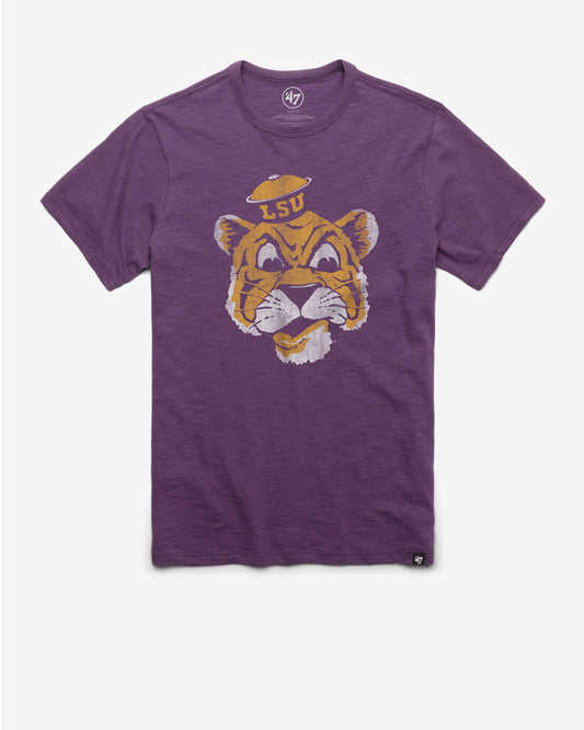 LOUISIANA STATE TIGERS LSU VINTAGE GRIT '47 SCRUM TEE GRAPE