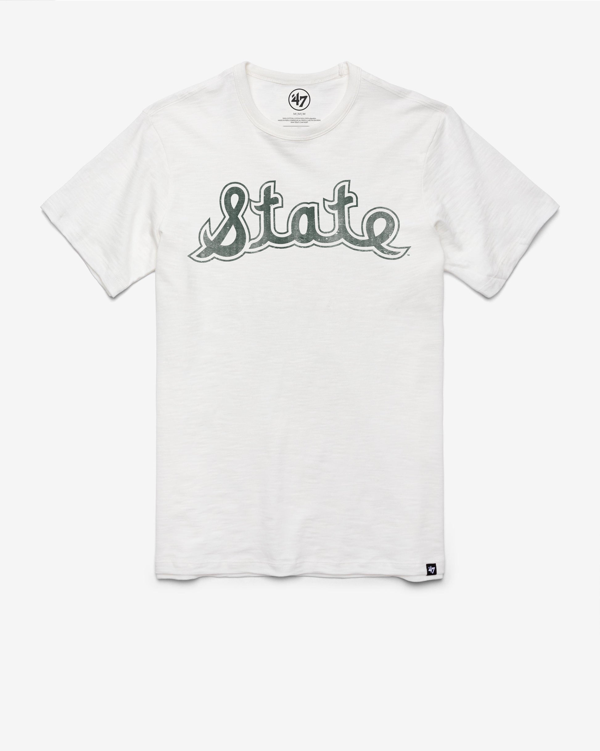 MICHIGAN STATE SPARTANS '47 VINTAGE GRIT SCRUM TEE WHITE WASH