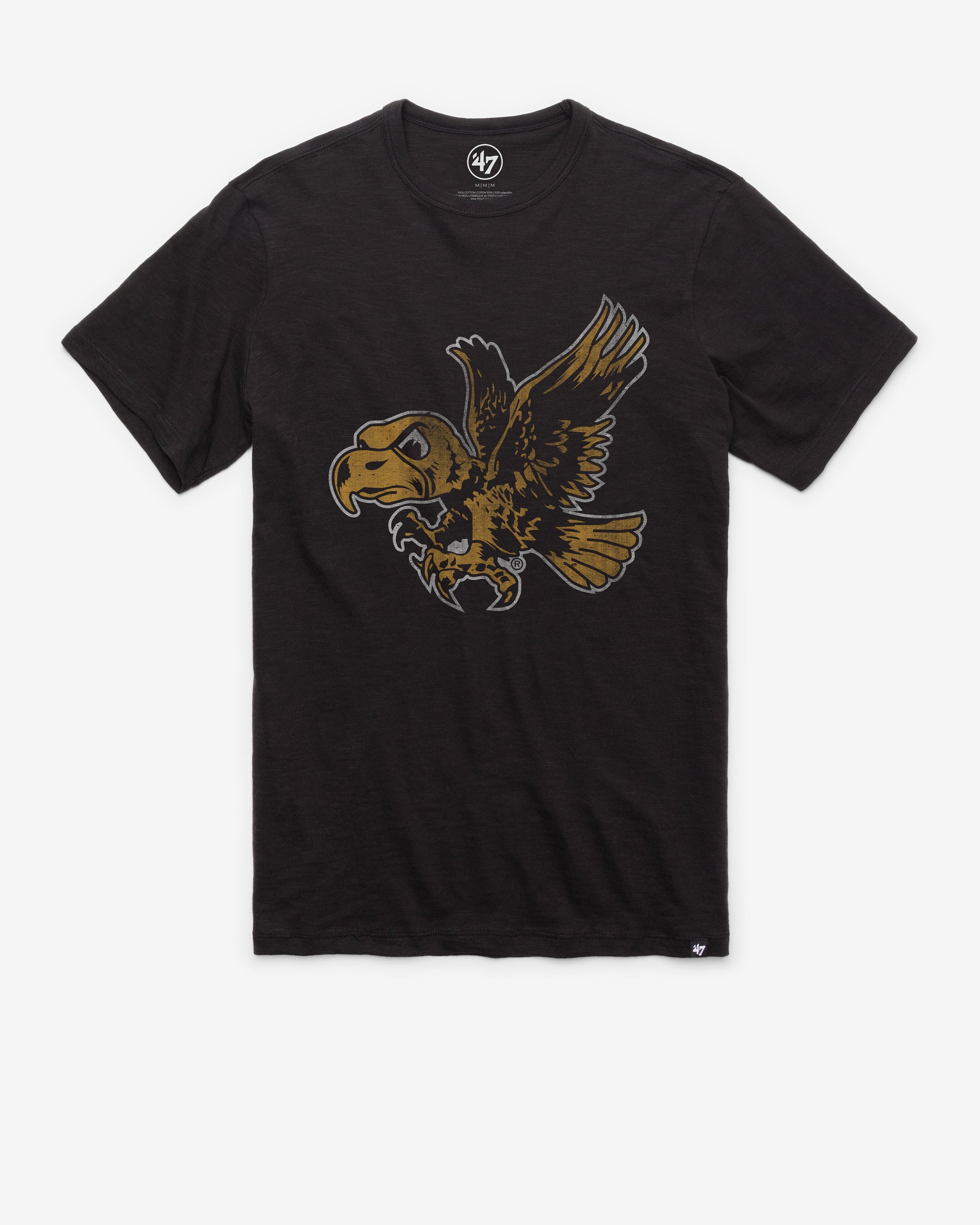 IOWA HAWKEYES VINTAGE GRIT '47 SCRUM TEE JET BLACK