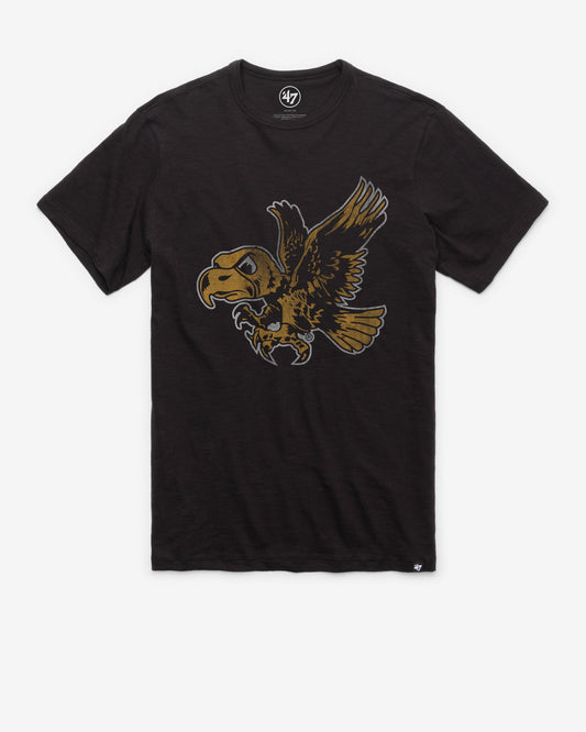 IOWA HAWKEYES VINTAGE GRIT '47 SCRUM TEE JET BLACK