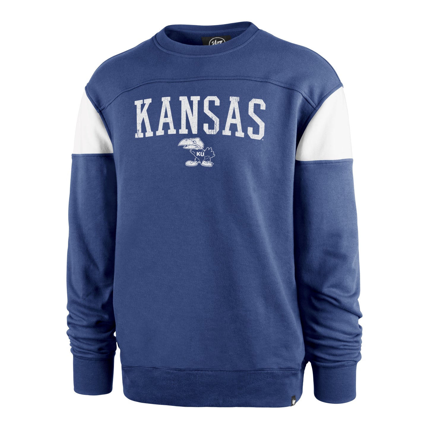 KANSAS JAYHAWKS VINTAGE GROUNDBREAK '47 ONSET CREW JETTY BLUE