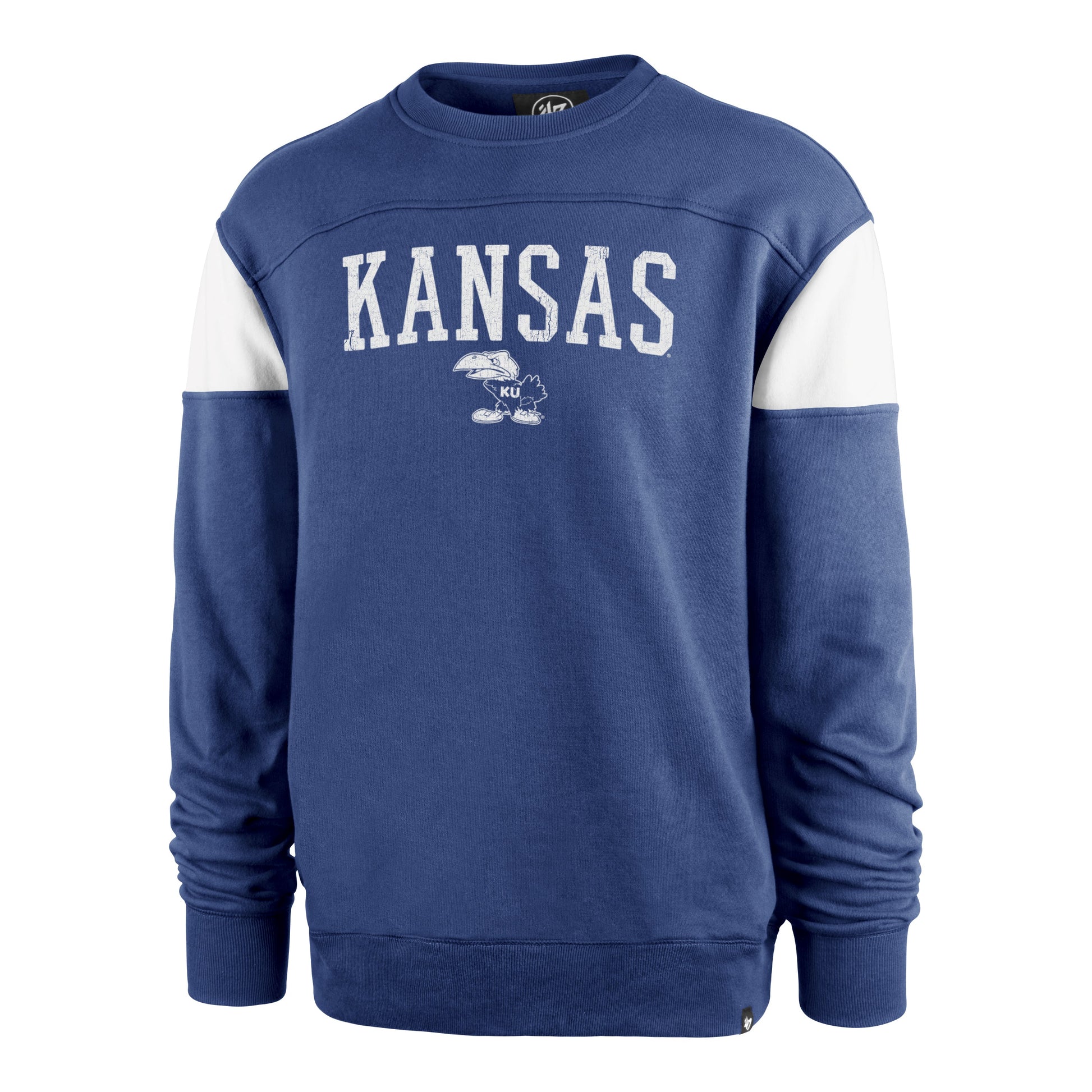 KANSAS JAYHAWKS VINTAGE GROUNDBREAK '47 ONSET CREW JETTY BLUE