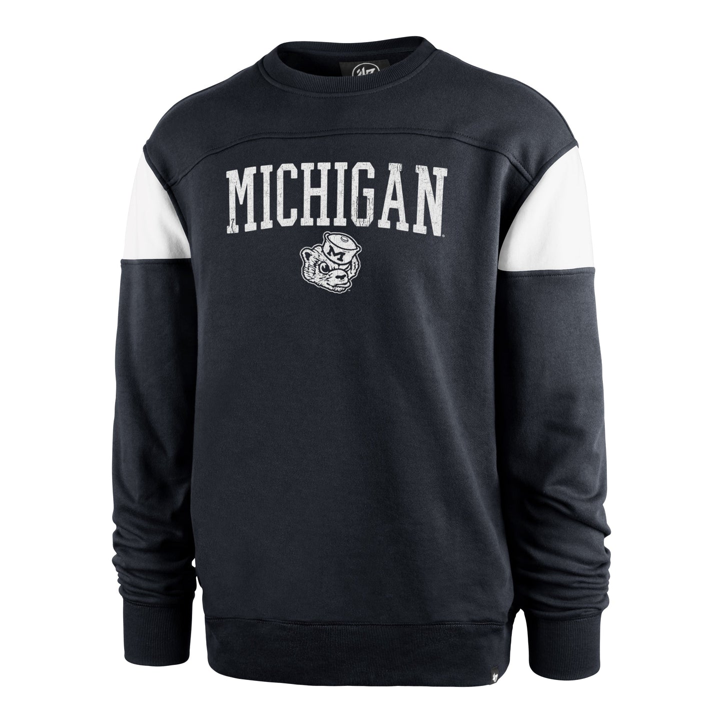 MICHIGAN WOLVERINES VINTAGE GROUNDBREAK '47 ONSET CREW ATLAS BLUE