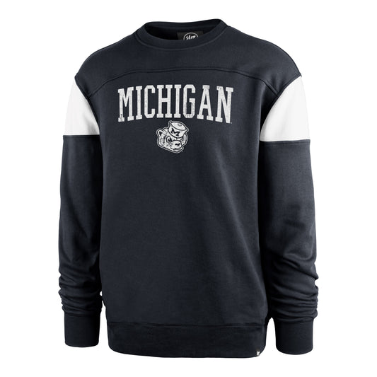 MICHIGAN WOLVERINES VINTAGE GROUNDBREAK '47 ONSET CREW ATLAS BLUE