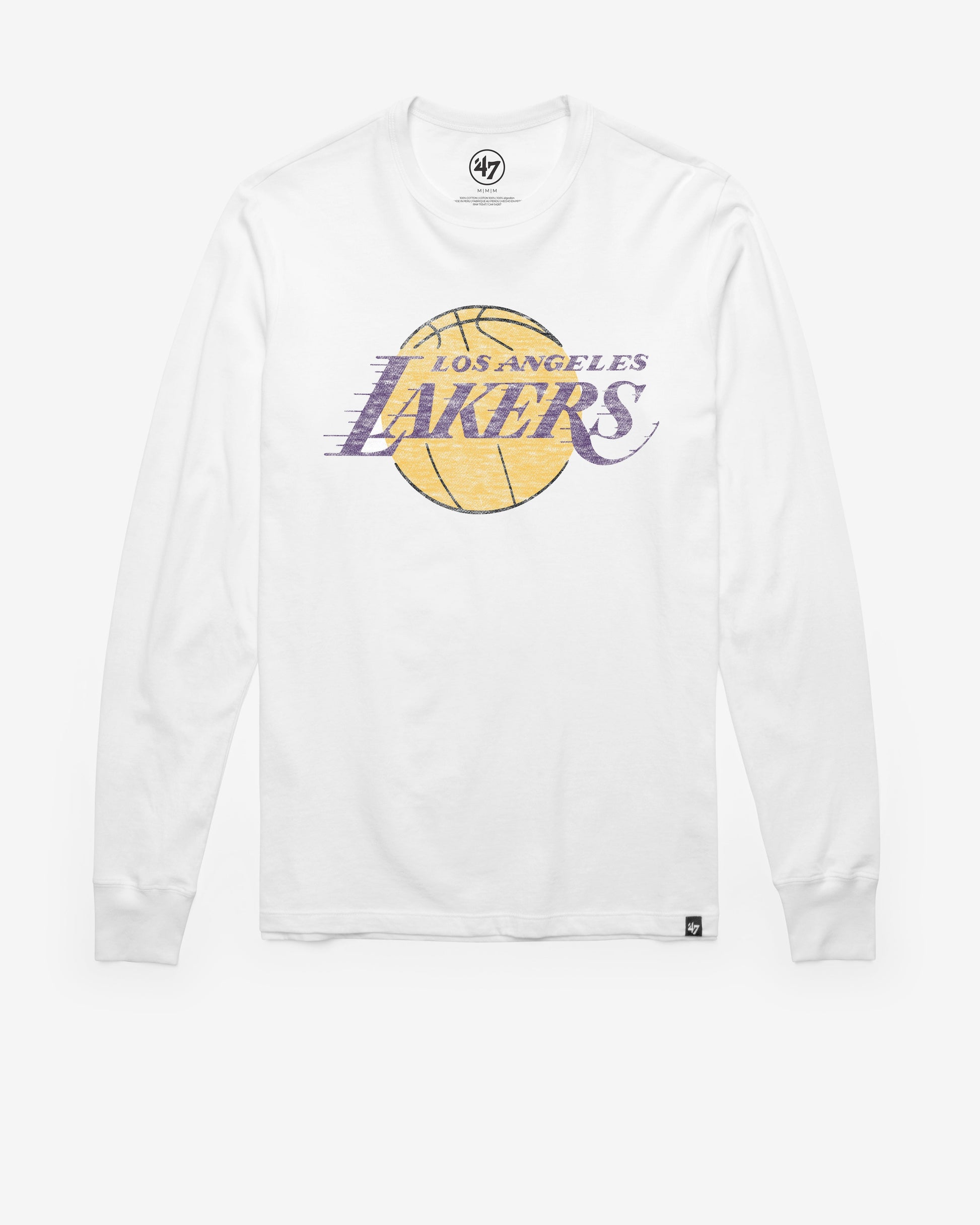 LOS ANGELES LAKERS PREMIER '47 FRANKLIN LONG SLEEVE TEE WHITE WASH