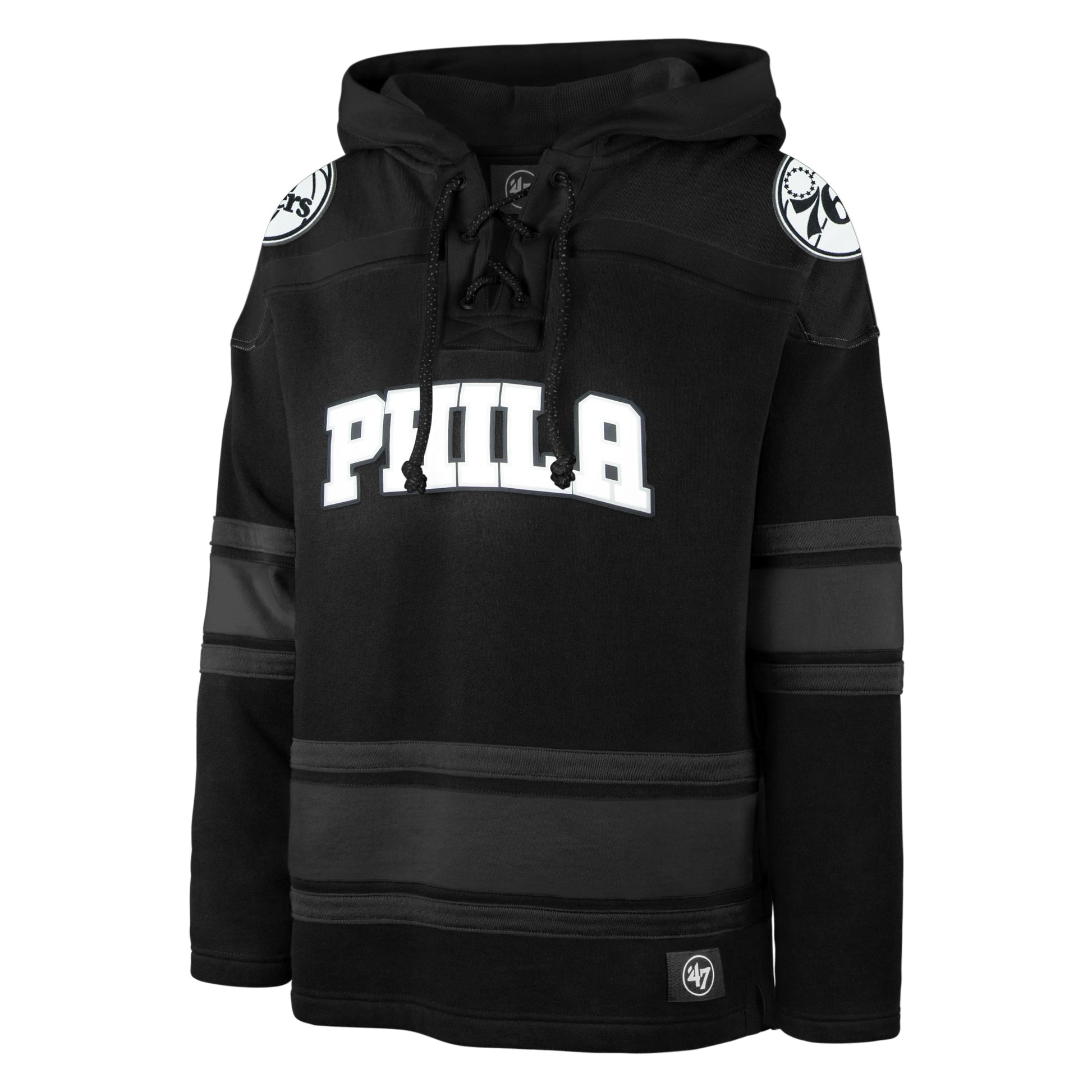 PHILADELPHIA 76ERS ANTHRACITE SUPERIOR '47 LACER HOOD JET BLACK