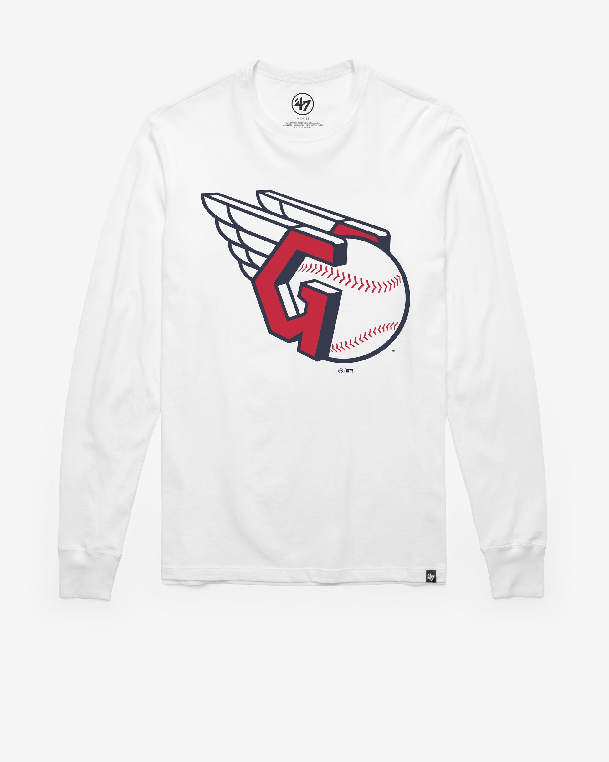 CLEVELAND GUARDIANS PREMIER '47 FRANKLIN LONG SLEEVE TEE WHITE WASH
