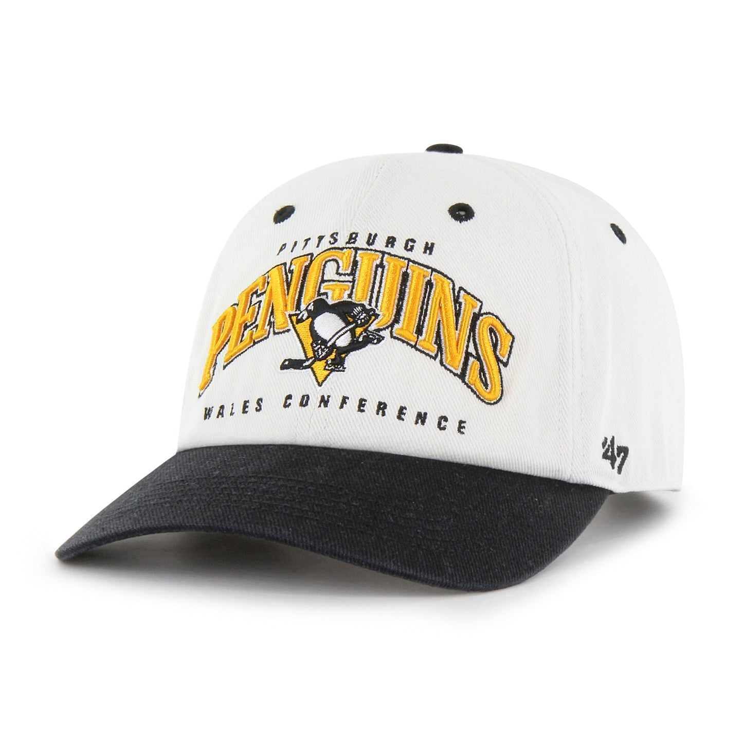 PITTSBURGH PENGUINS VINTAGE RETRO FREEZE '47 CLEAN UP MF MID FIT RAW WHITE