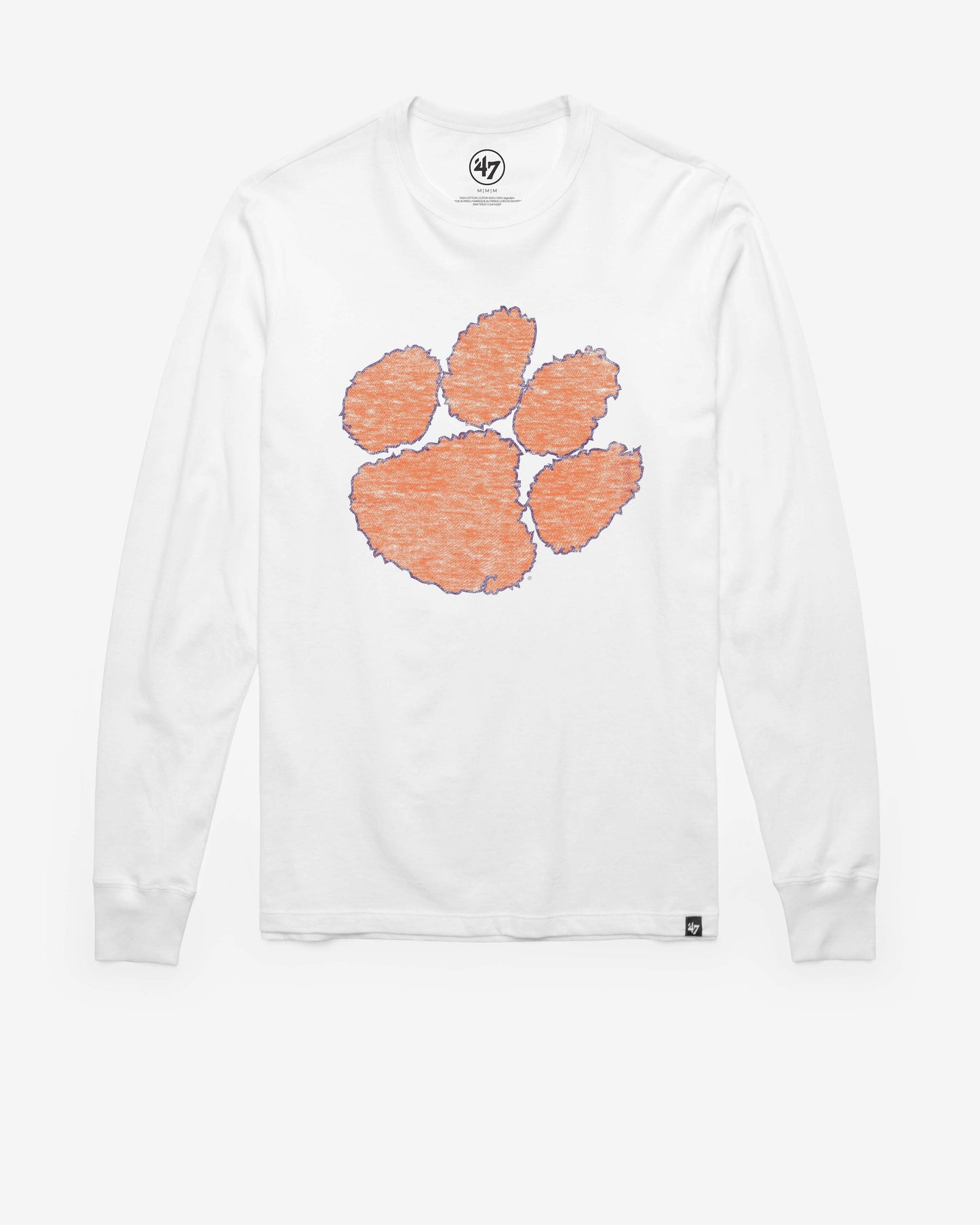 CLEMSON TIGERS PREMIER '47 FRANKLIN LONG SLEEVE TEE WHITE WASH