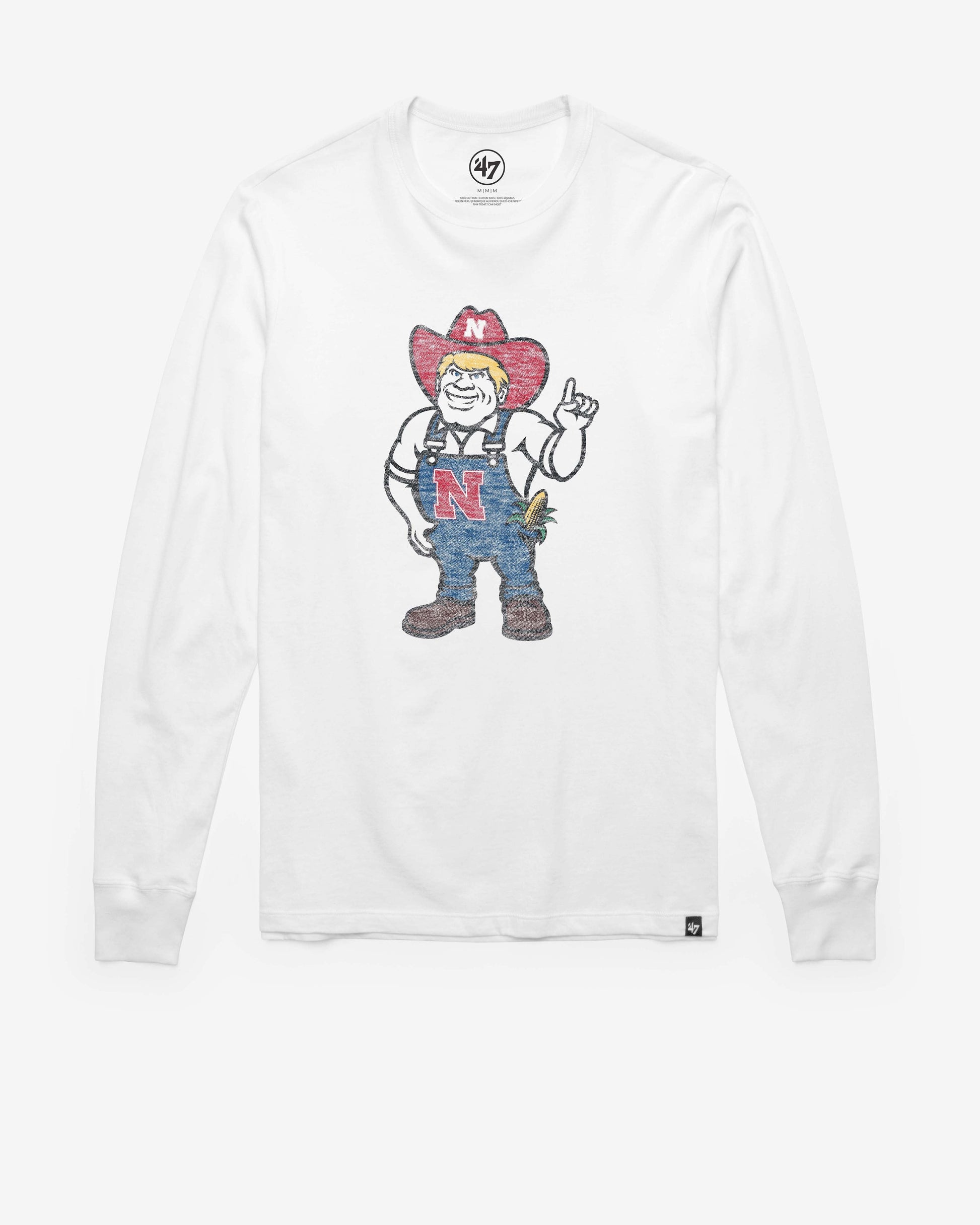 NEBRASKA CORNHUSKERS PREMIER '47 FRANKLIN LONG SLEEVE TEE WHITE WASH