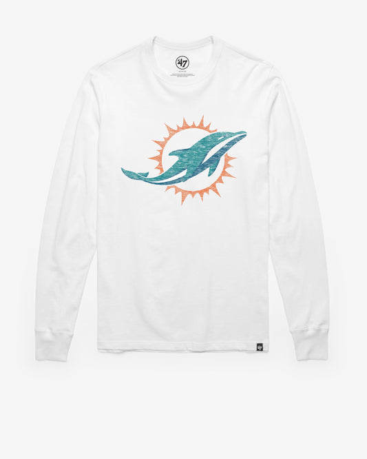 MIAMI DOLPHINS PREMIER '47 FRANKLIN LONG SLEEVE TEE WHITE WASH