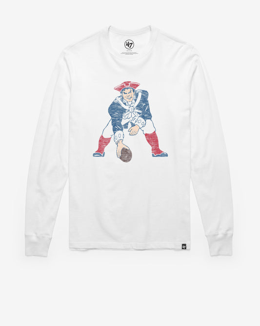 NEW ENGLAND PATRIOTS HISTORIC PREMIER '47 FRANKLIN LONG SLEEVE TEE WHITE WASH