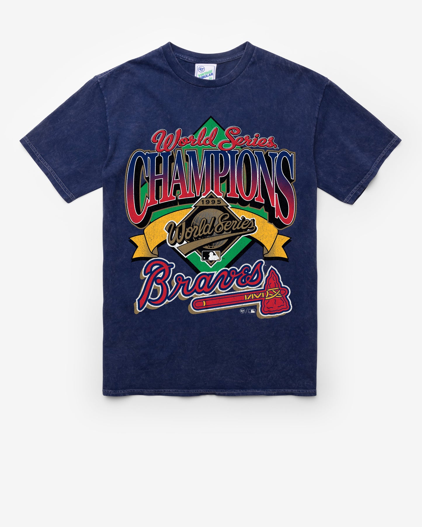 ATLANTA BRAVES COOPERSTOWN WORLD SERIES LOCKER '47 VINTAGE TUBULAR TEE DT NAVY