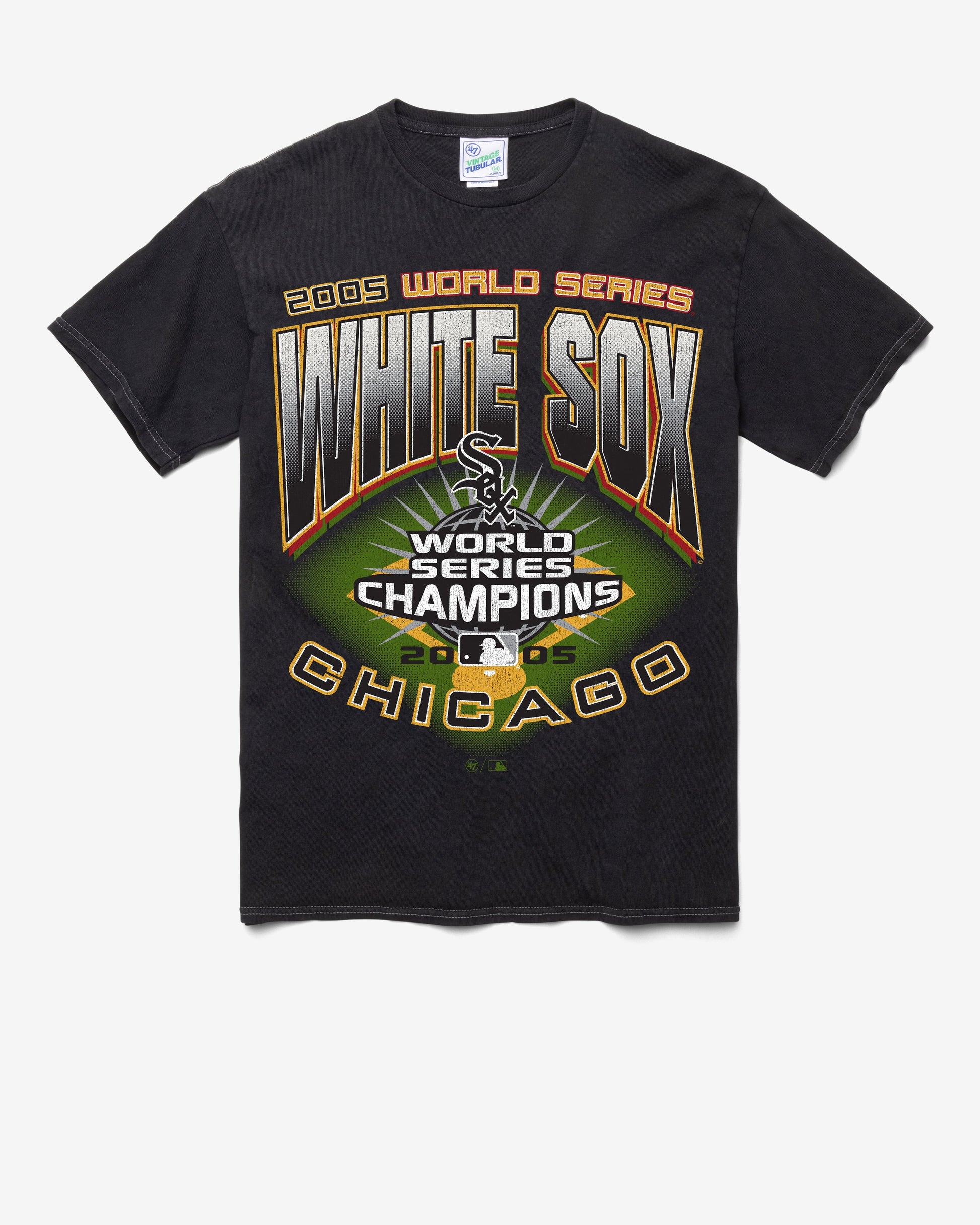CHICAGO WHITE SOX COOPERSTOWN WORLD SERIES LOCKER '47 VINTAGE TUBULAR TEE DT BLACK