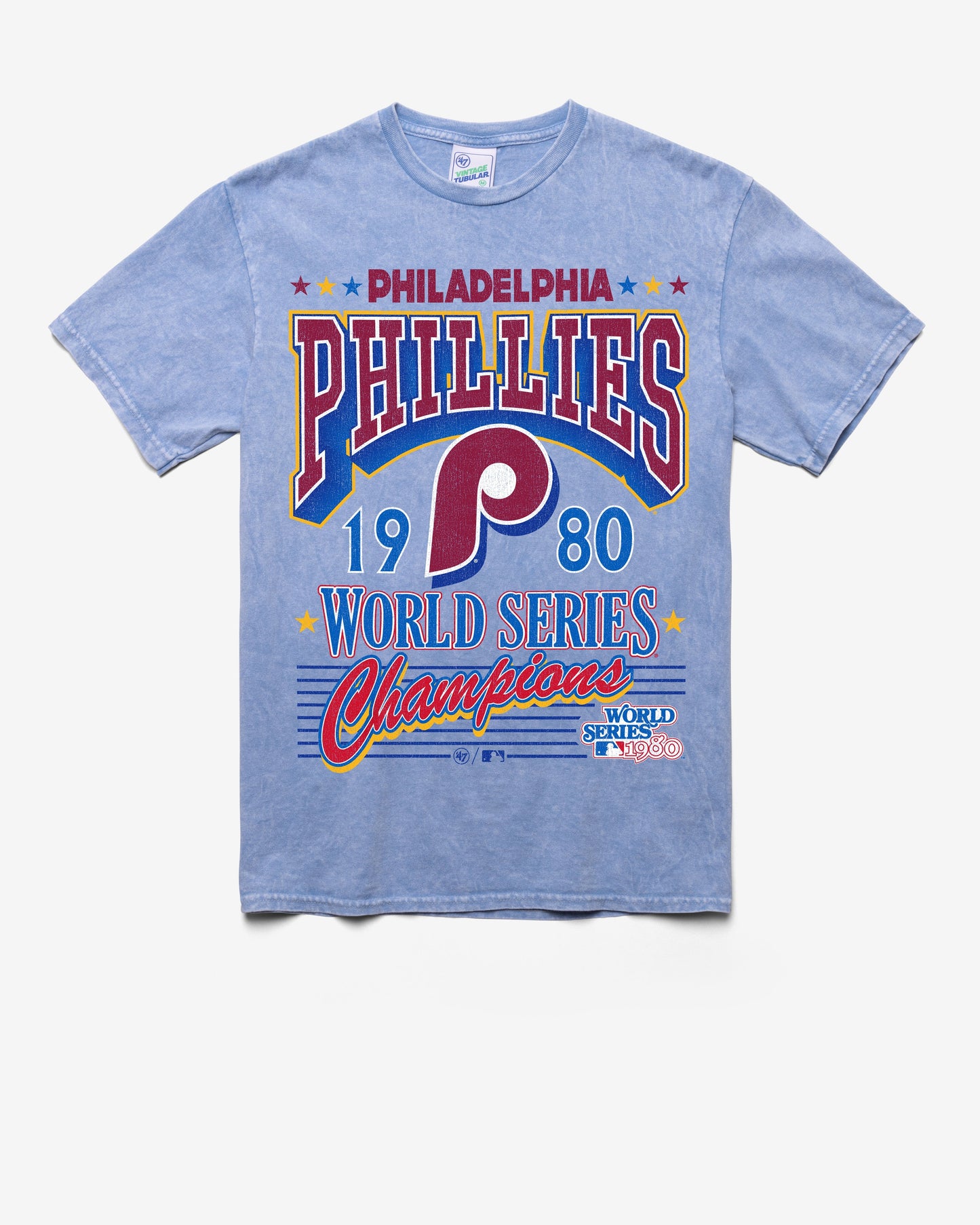 PHILADELPHIA PHILLIES COOPERSTOWN WORLD SERIES LOCKER '47 VINTAGE TUBULAR TEE DT SKY BLUE