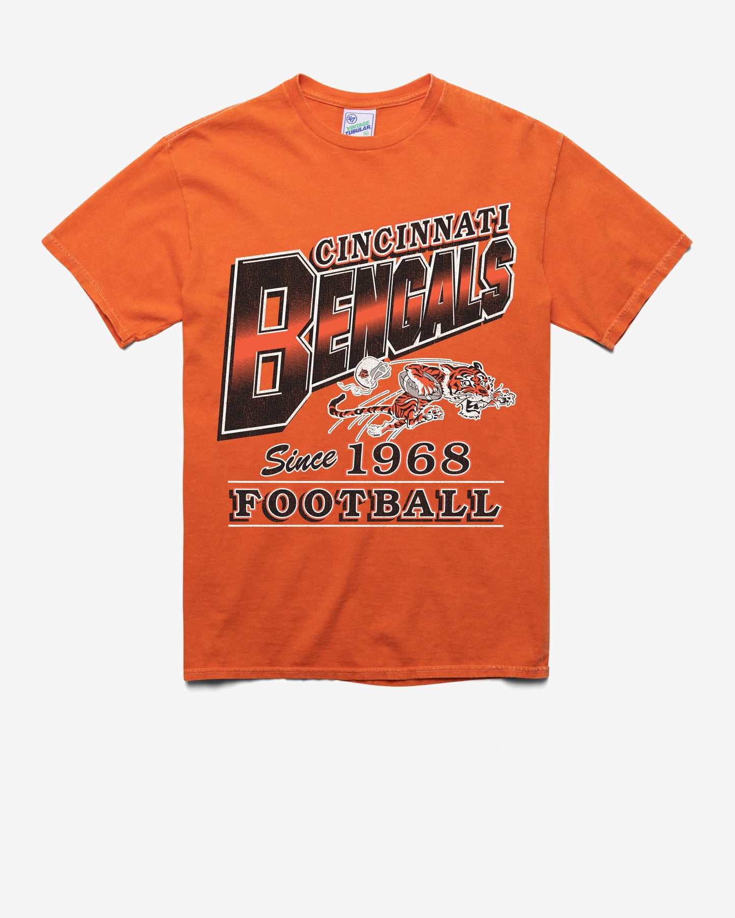 CINCINNATI BENGALS HISTORIC LOCKER '47 VINTAGE TUBULAR TEE DT ORANGE