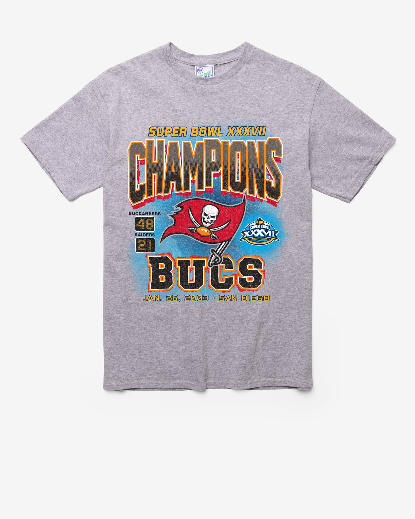 TAMPA BAY BUCCANEERS SB GRIDIR LOCKER '47 VINTAGE TUBULAR TEE DT ATHLETIC HEATHER