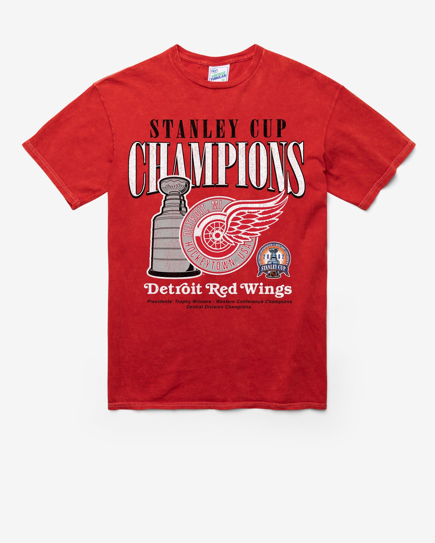 DETROIT RED WINGS VINTAGE STANLEY LOCKER VINTAGE '47 TUBULAR TEE DT RED