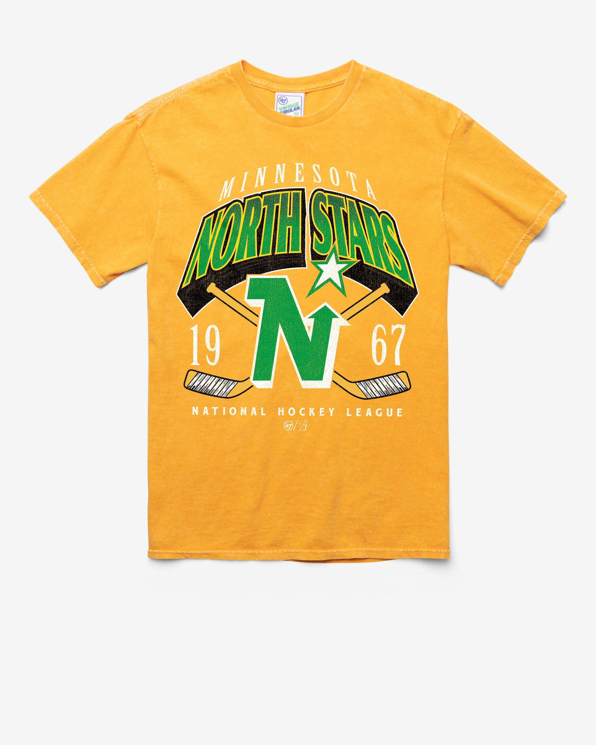 MINNESOTA NORTH STARS VINTAGE LOCKER VINTAGE '47 TUBULAR TEE DT GOLD
