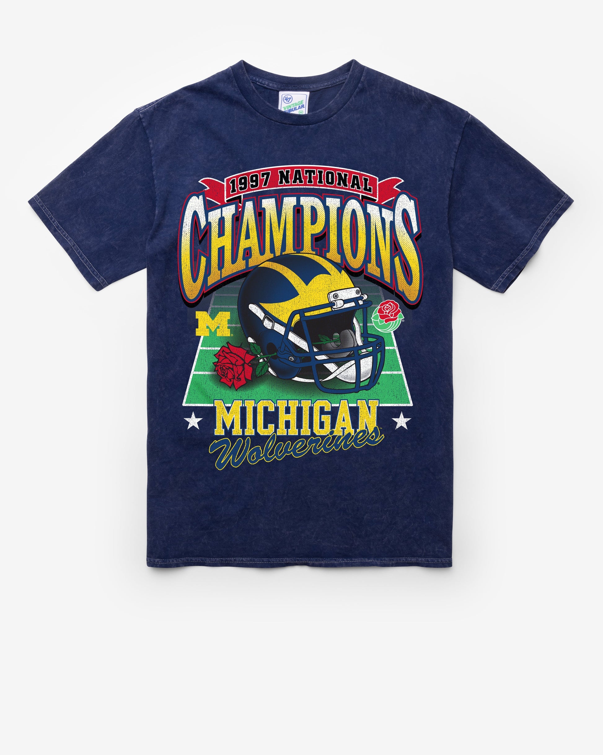 MICHIGAN WOLVERINES H-BOWLS LOCKER VINTAGE '47 TUBULAR TEE DT NAVY