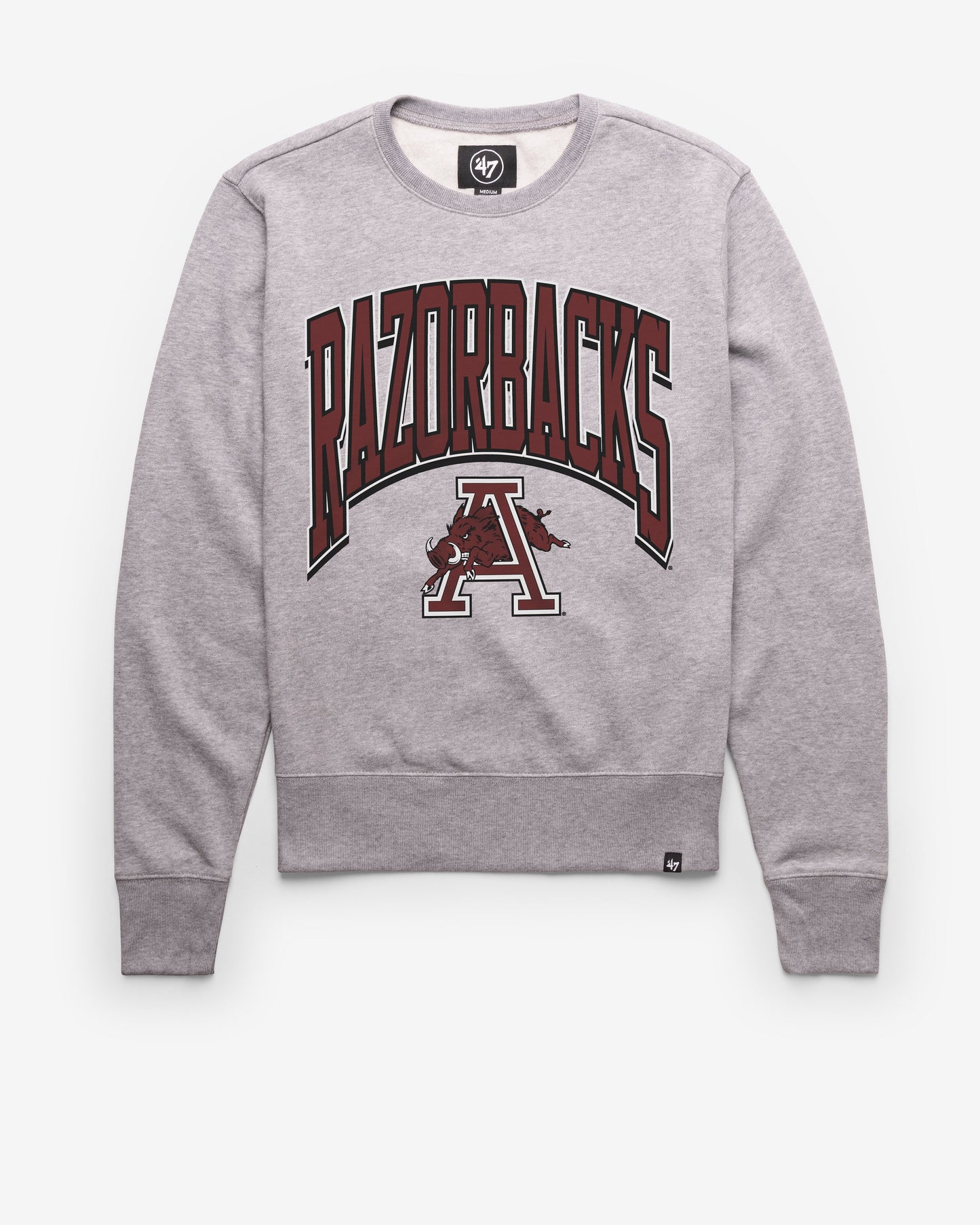 ARKANSAS RAZORBACKS VINTAGE WALK TALL '47 HEADLINE CREW SLATE GREY